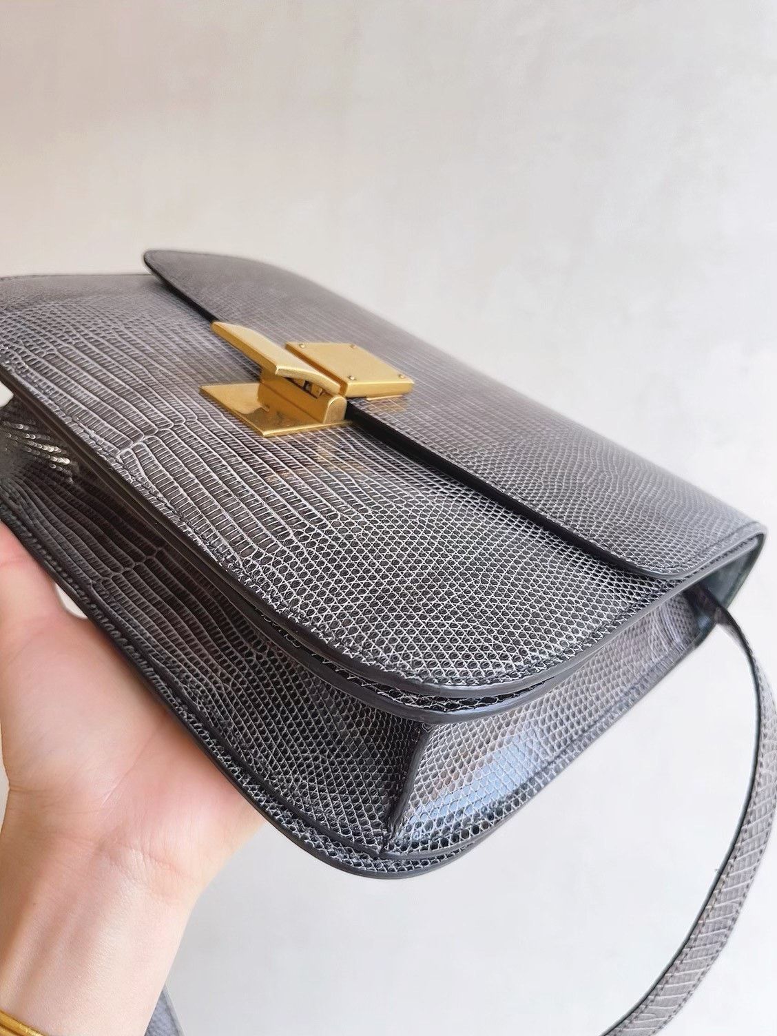 Celine Celine Box Medium Lizard Skin Gray Size ONE SIZE - 5 Thumbnail