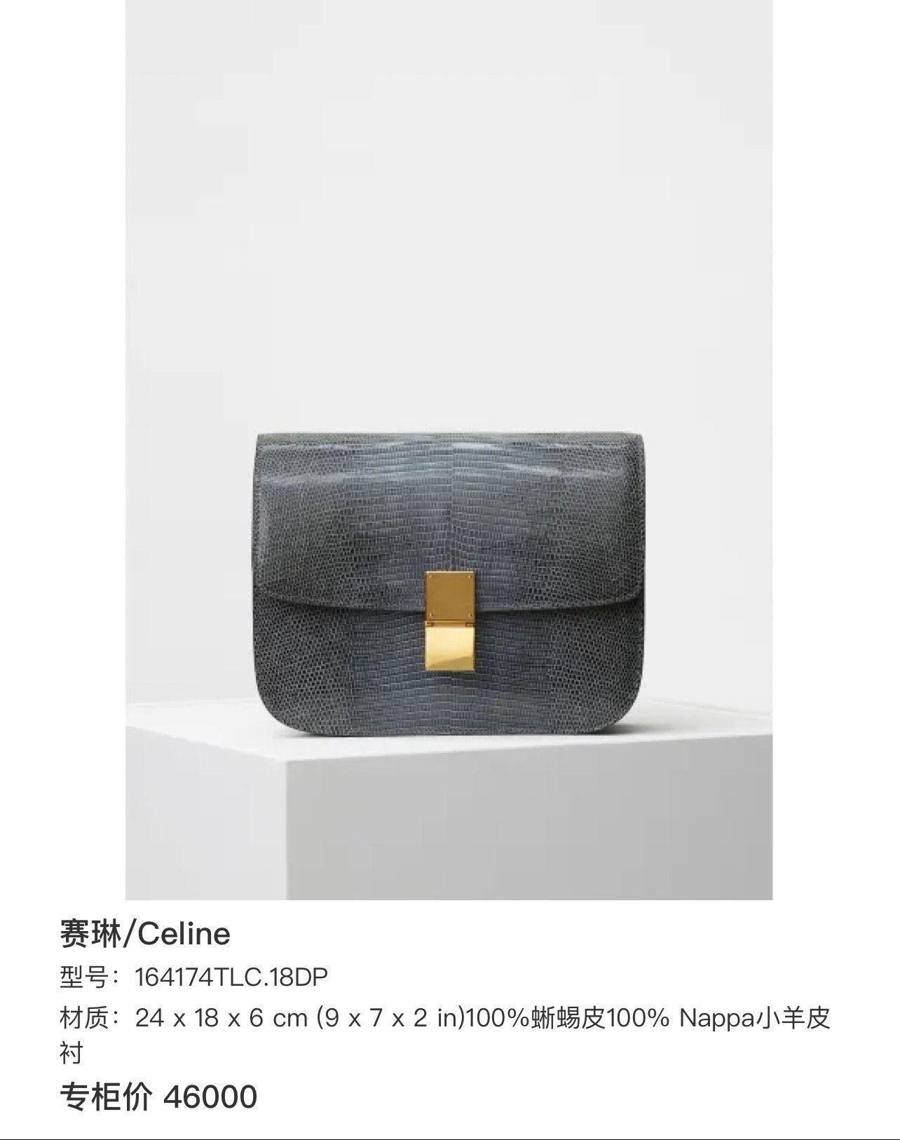 Celine Celine Box Medium Lizard Skin Gray Size ONE SIZE - 8 Thumbnail