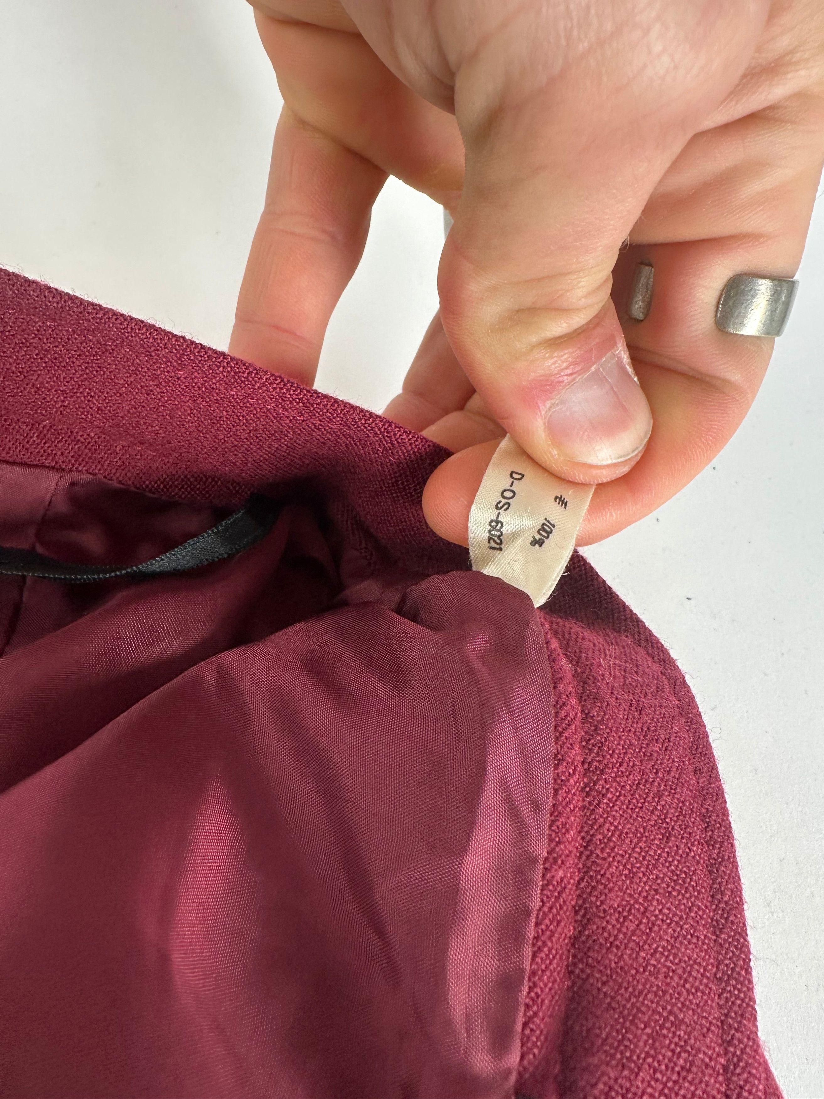 Chloe Vintage Wool Skirt Burgundy FR42 Size 27" / US 4 / IT 40 - 13 Thumbnail