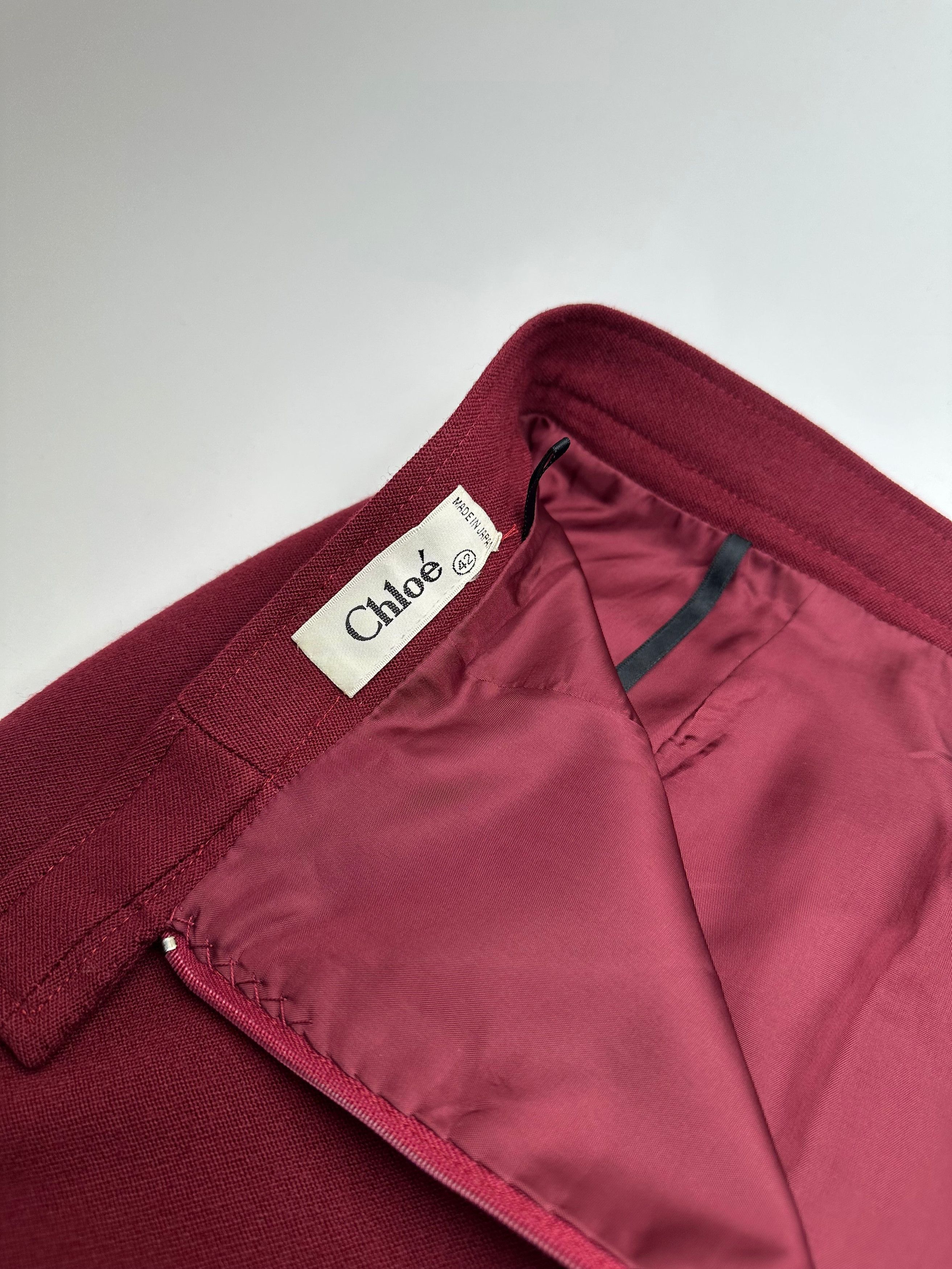 Chloe Vintage Wool Skirt Burgundy FR42 Size 27" / US 4 / IT 40 - 12 Thumbnail