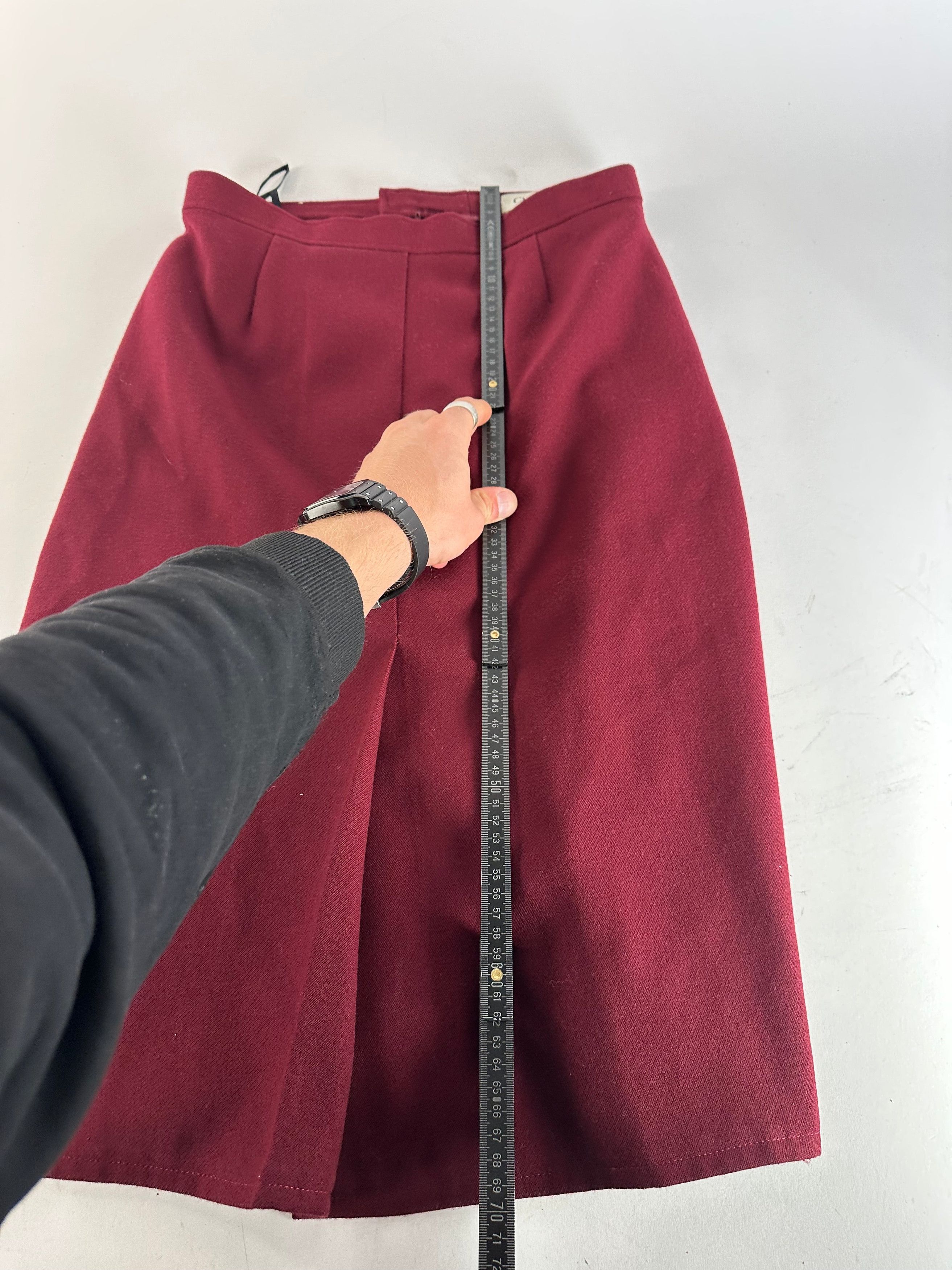 Chloe Vintage Wool Skirt Burgundy FR42 Size 27" / US 4 / IT 40 - 7 Thumbnail