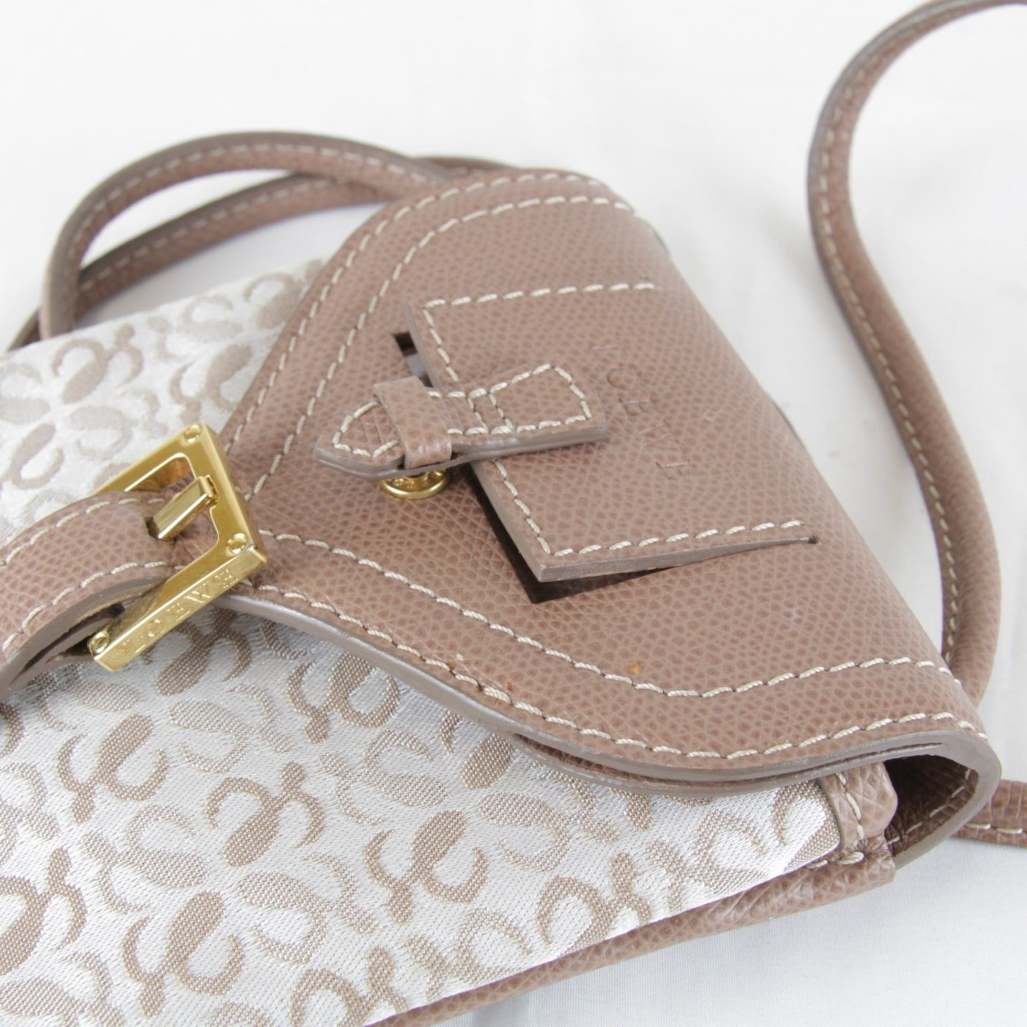 Loewe LOEWE Repeat Anagram Mini Shoulder Bag with Dust Bag, Canvas, Beige, 140g, Women's Pouch Size ONE SIZE - 9 Thumbnail