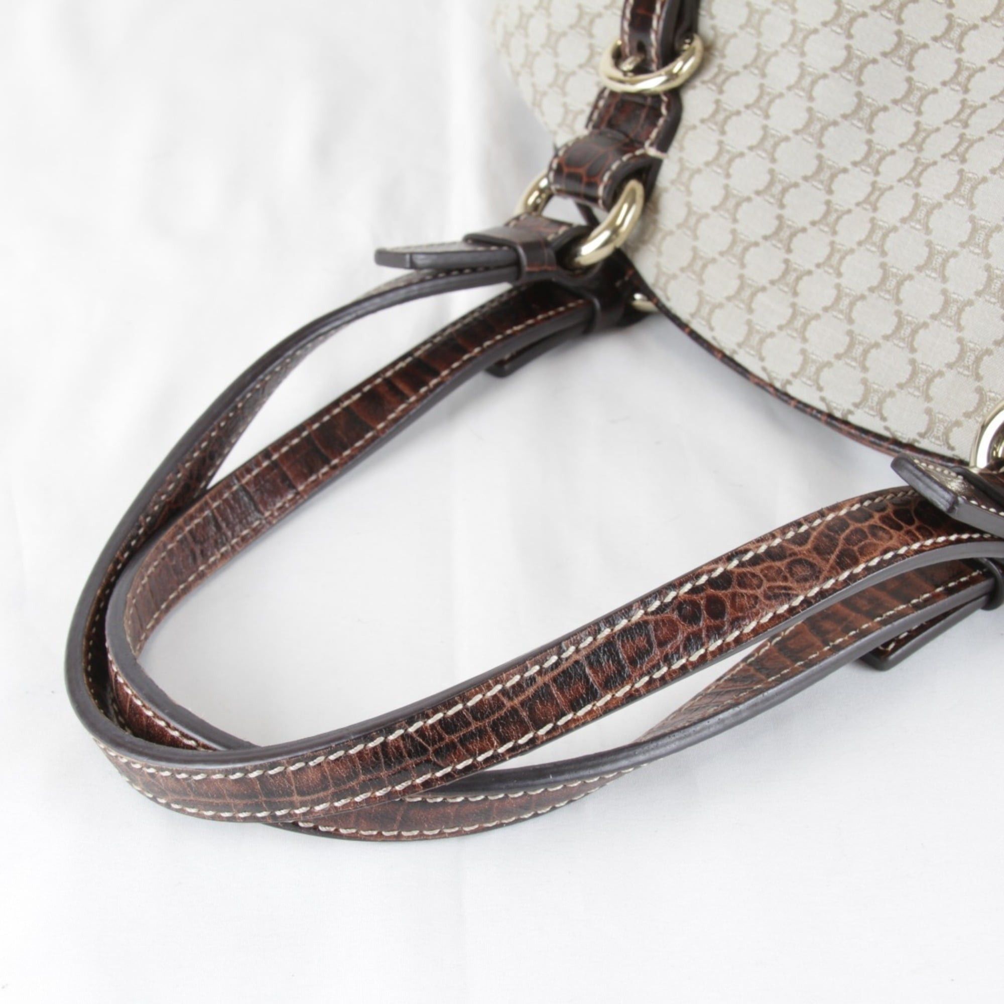 Celine CELINE Macadam pattern beige canvas handbag, 980g, women's Boston bag. Size ONE SIZE - 8 Thumbnail