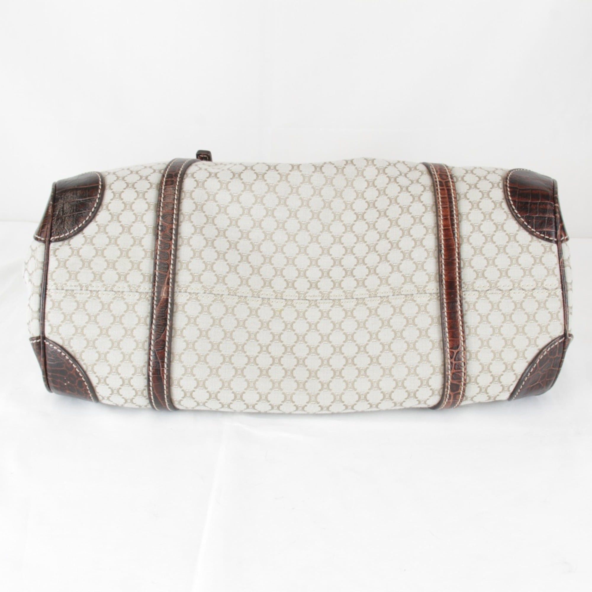 Celine CELINE Macadam pattern beige canvas handbag, 980g, women's Boston bag. Size ONE SIZE - 7 Thumbnail