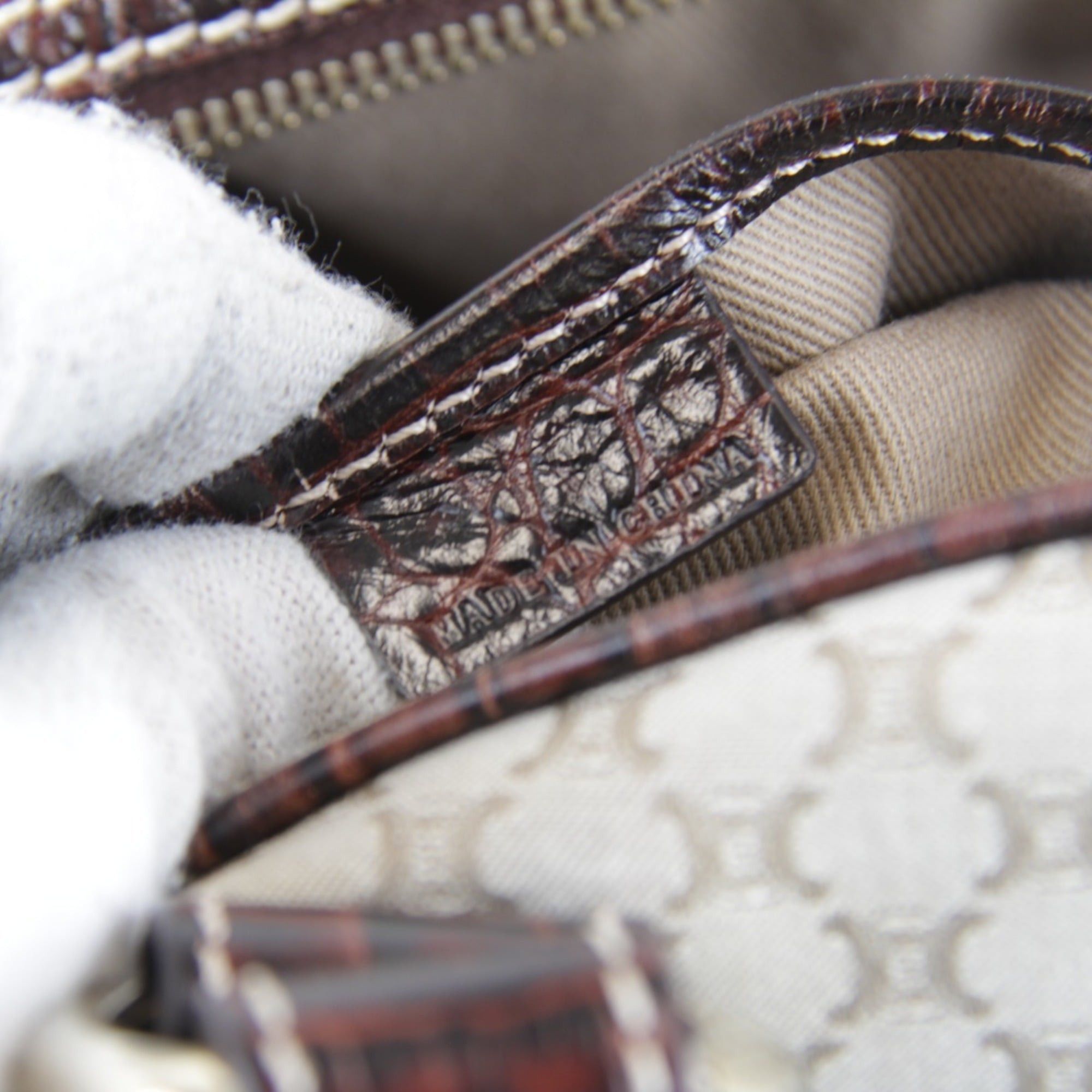 Celine CELINE Macadam pattern beige canvas handbag, 980g, women's Boston bag. Size ONE SIZE - 13 Thumbnail