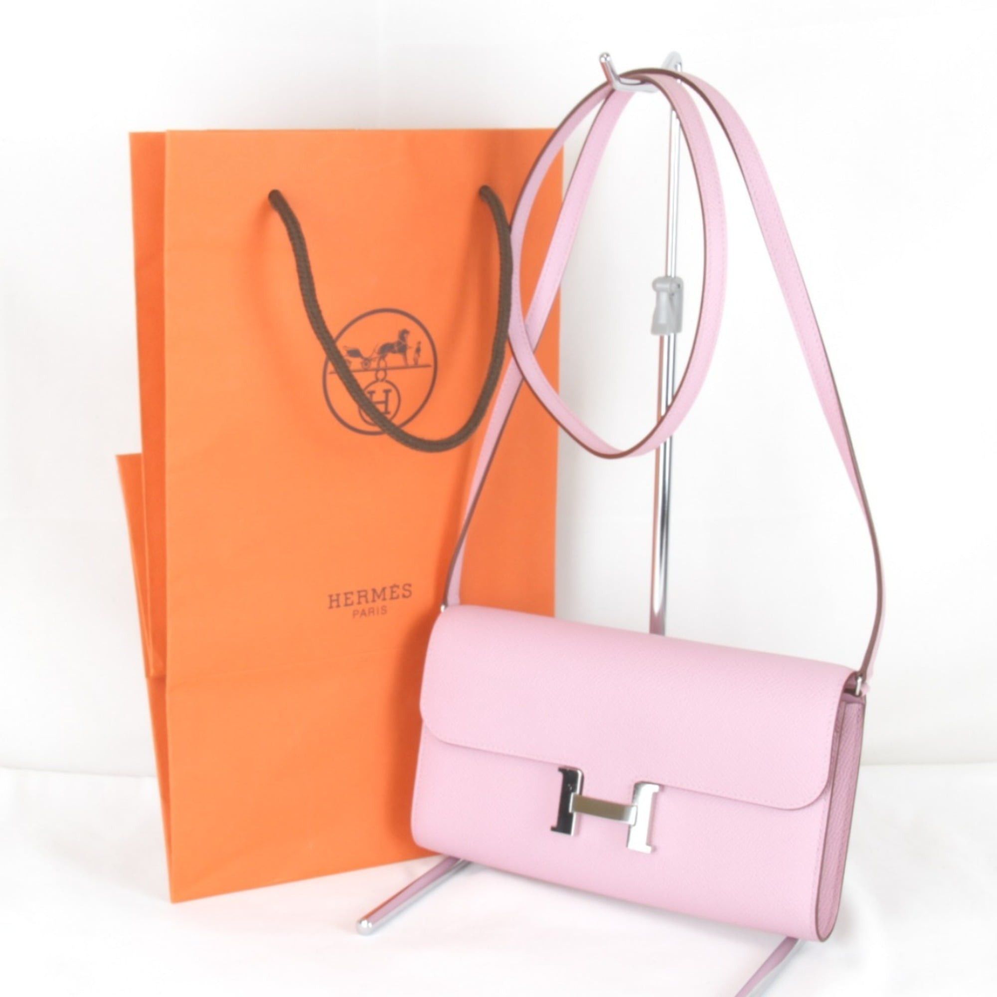 Hermes HERMES Constance Two Go Z-stamped shoulder bag, leather, pink, women's, mini size, pochette. Size ONE SIZE - 10 Thumbnail