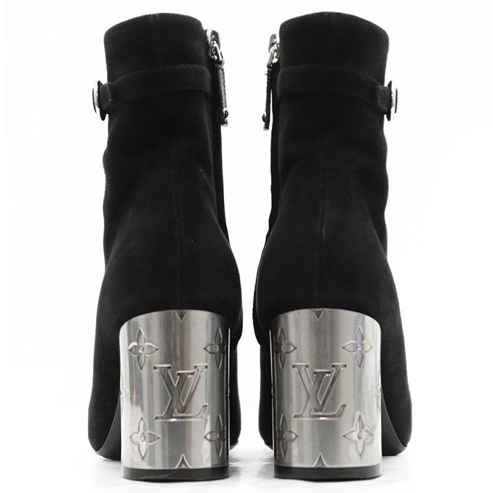 Louis Vuitton Louis Vuitton Louis Vuitton Metal Monogram Flower Heel Suede Boots Leather Shoes DUTY FREE for USA Size ONE SIZE - 4 Thumbnail