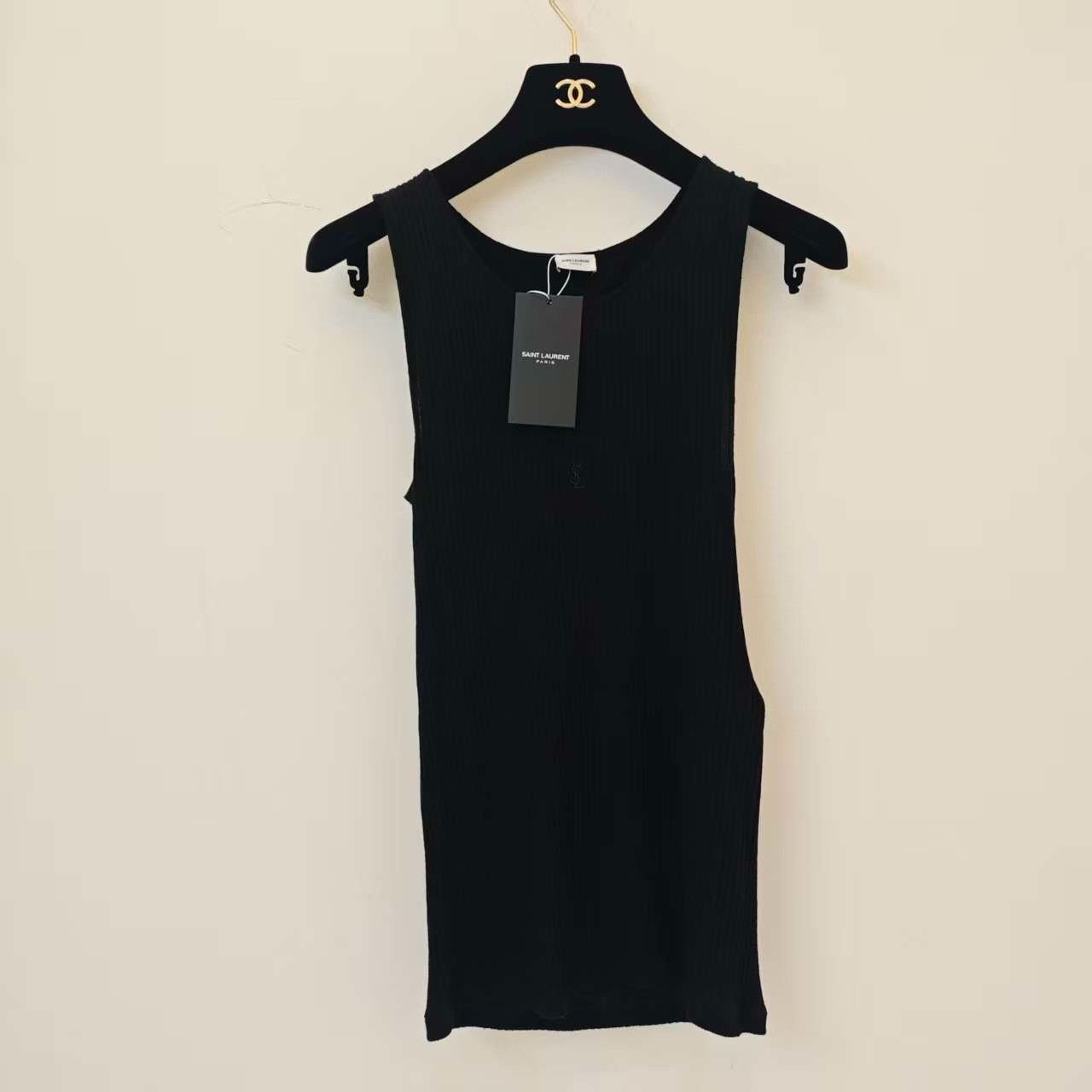 Yves Saint Laurent YSL Black Knit Logo Sleeveless Camisole Size L / US 10 / IT 46 - 4 Thumbnail