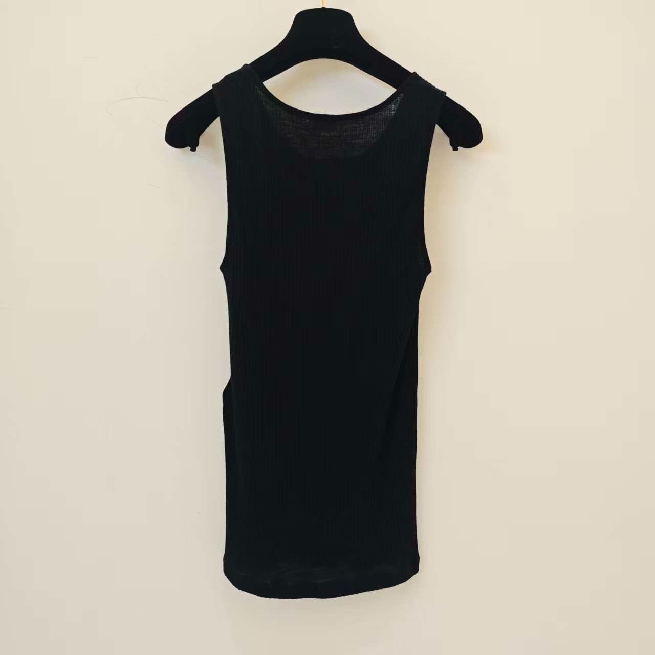 Yves Saint Laurent YSL Black Knit Logo Sleeveless Camisole Size L / US 10 / IT 46 - 3 Thumbnail