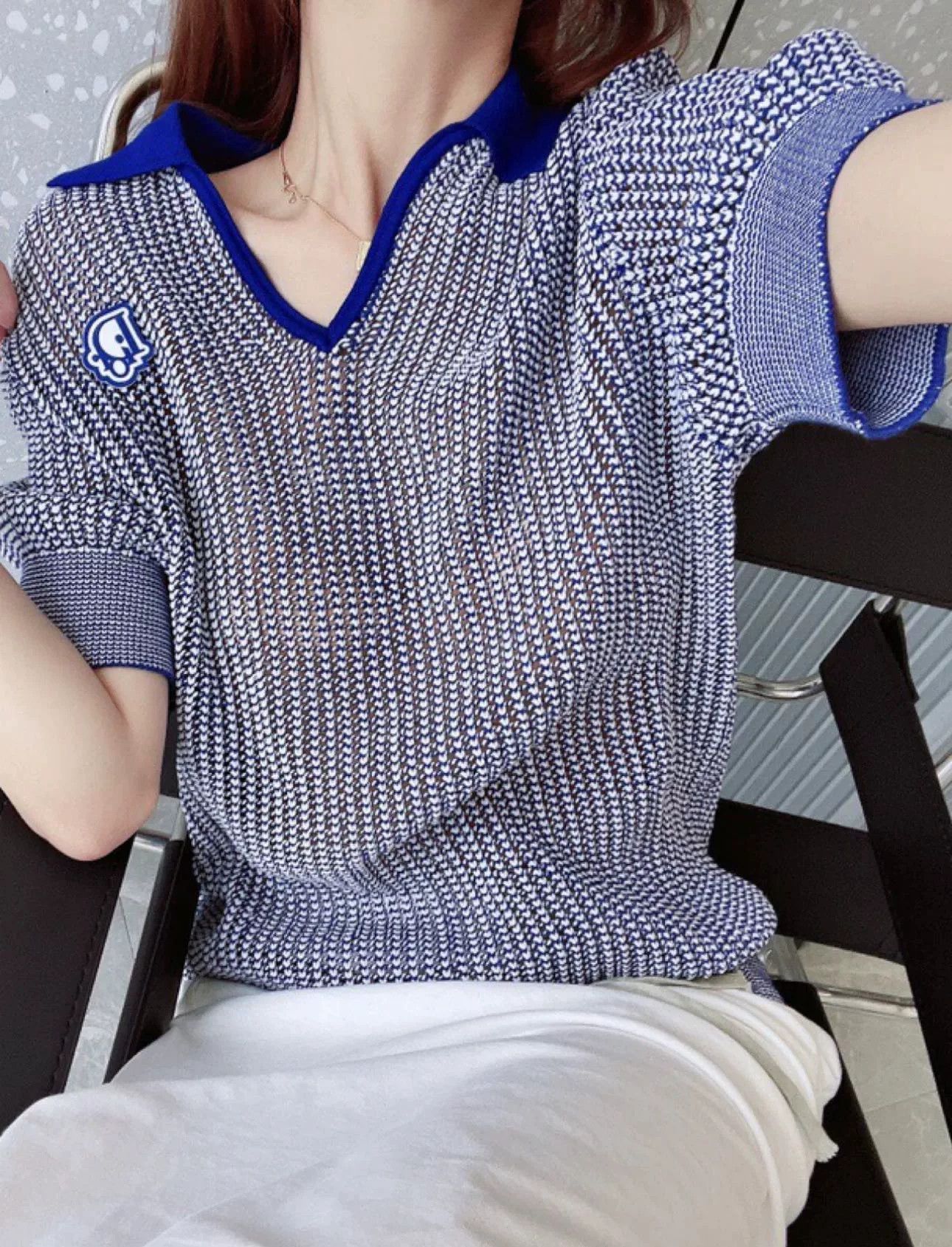 Dior Dior Hollow Knit Men's V-Neck Polo Size US M / EU 48-50 / 2 - 2 Thumbnail