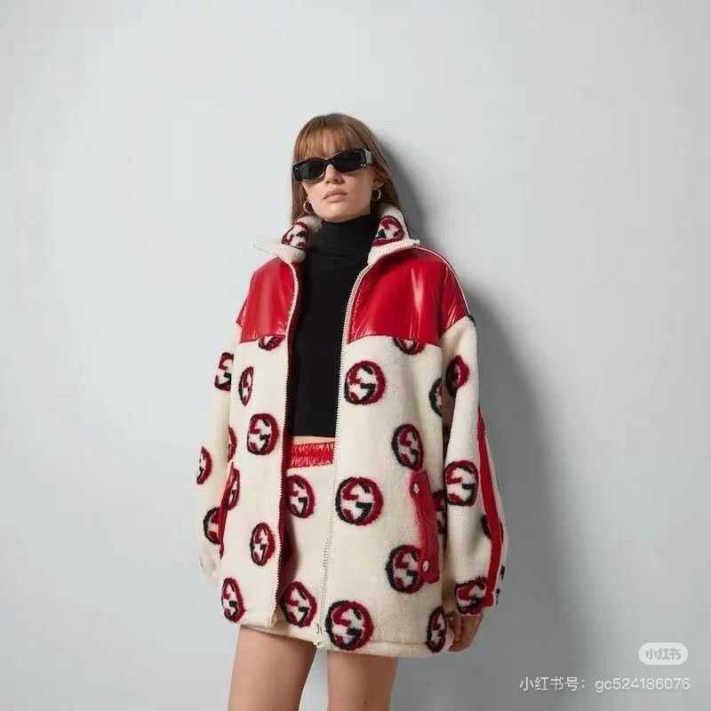 Gucci Gucci Double G Teddy Red Shearling Jacket Size L / US 10 / IT 46 - 2 Thumbnail