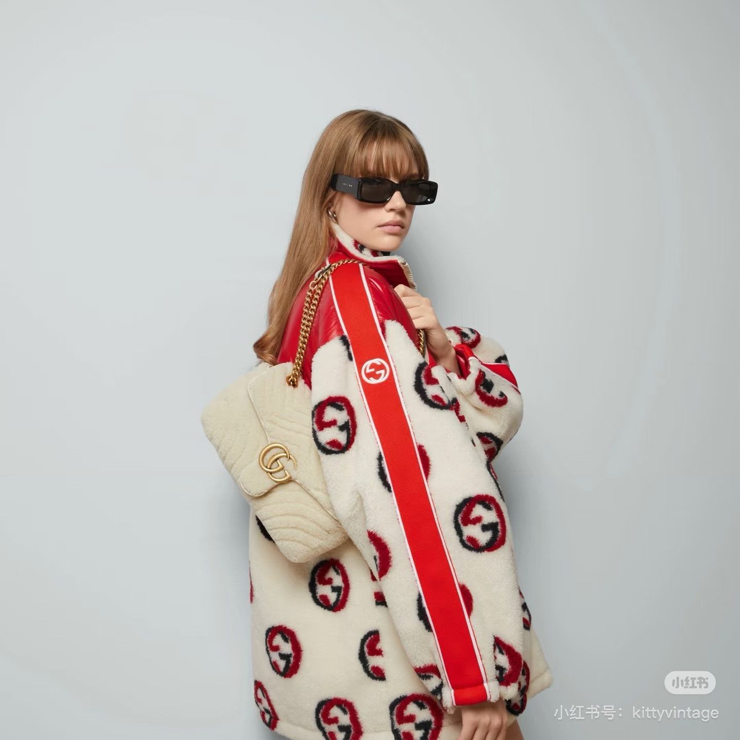 Gucci Gucci Double G Teddy Red Shearling Jacket Size L / US 10 / IT 46 - 3 Thumbnail