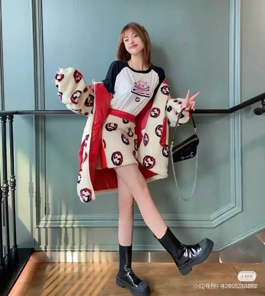 Gucci Gucci Double G Teddy Red Shearling Jacket Size L / US 10 / IT 46 - 7 Thumbnail