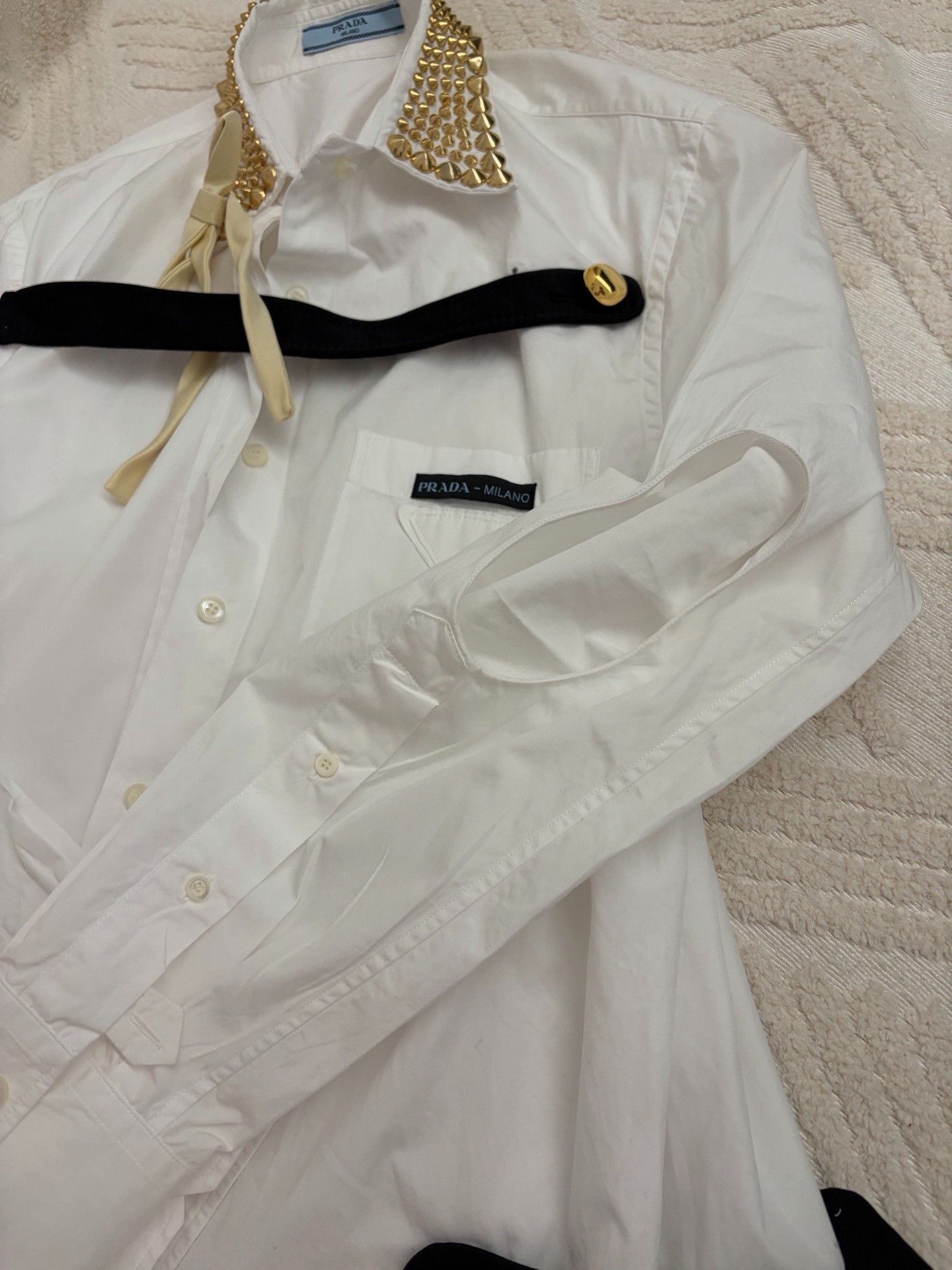 Prada Prada White Cotton Shirt L Size L / US 10 / IT 46 - 7 Thumbnail