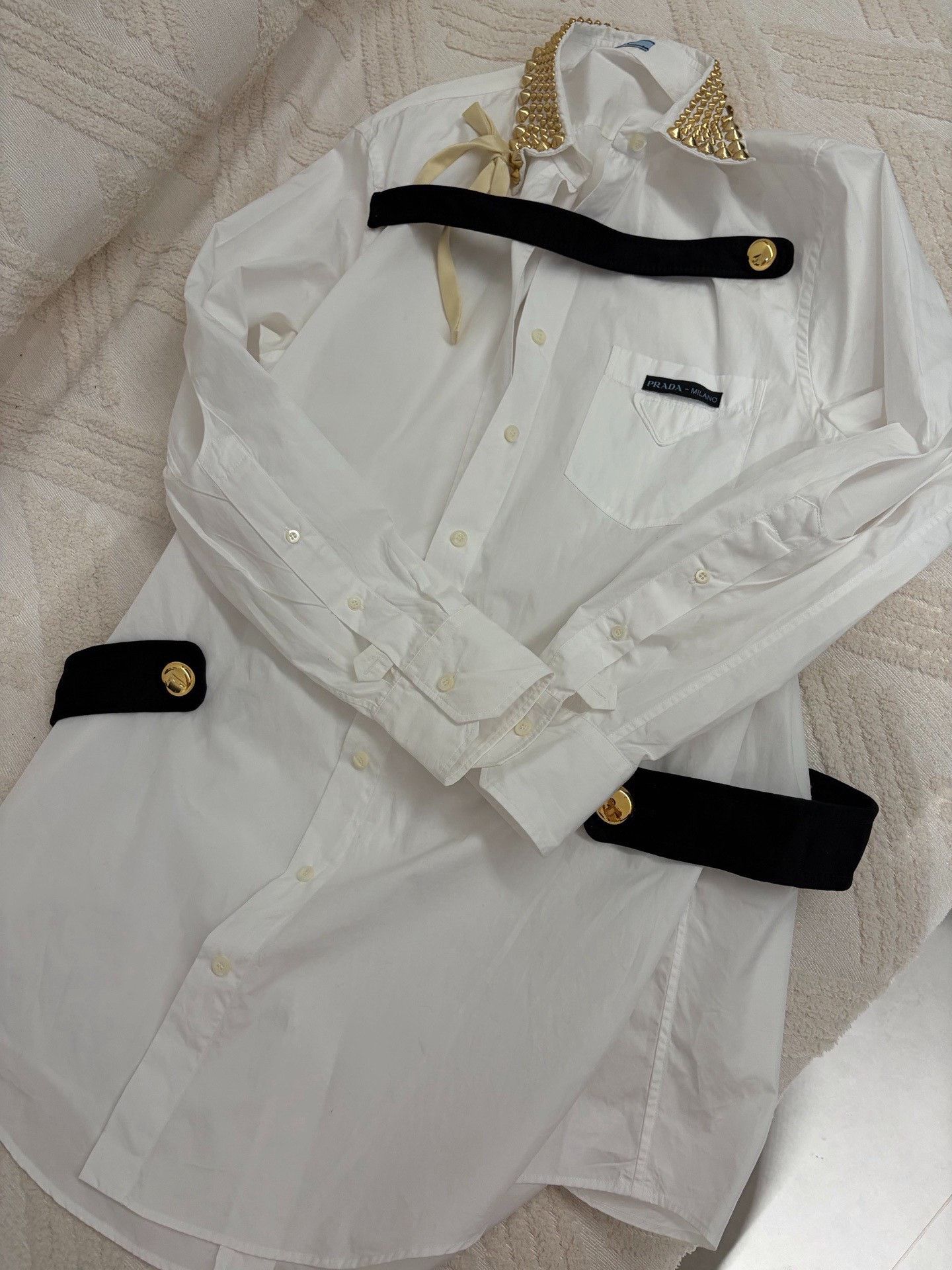 Prada Prada White Cotton Shirt L Size L / US 10 / IT 46 - 8 Thumbnail