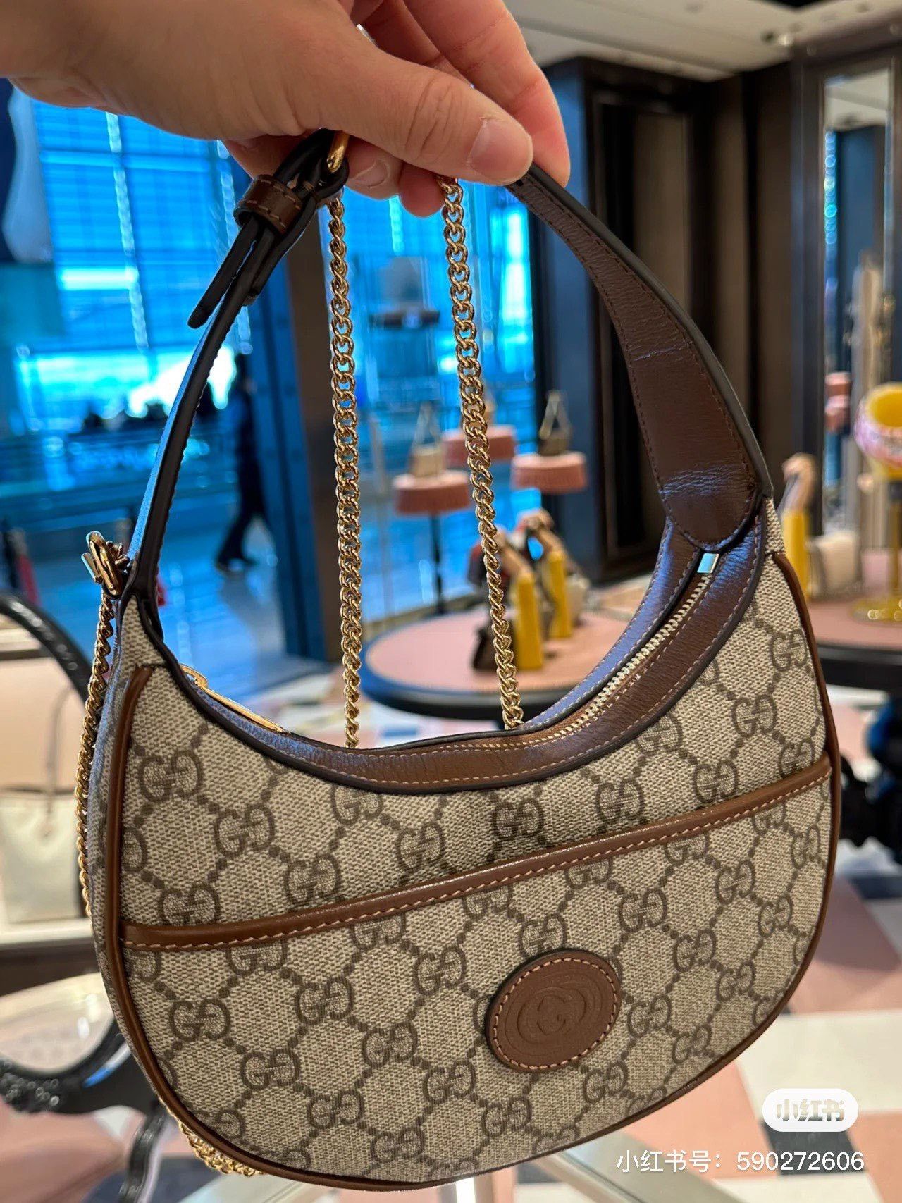 Gucci Gucci GG Monogram Leather Moon Bag Size ONE SIZE - 4 Thumbnail