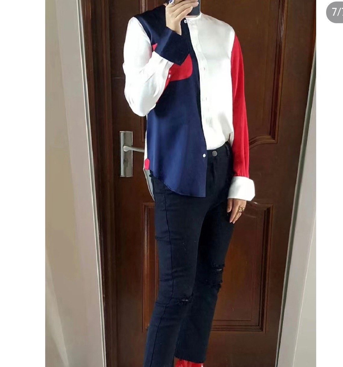 Thom Browne TB Tri-Color Spliced Silk Shirt Size US M / EU 48-50 / 2 - 3 Thumbnail