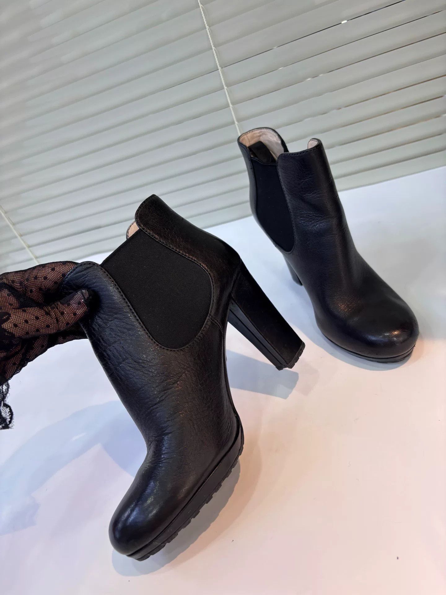 Prada Prada Black Leather Ankle Boots Size US 5.5 / IT 35.5 - 4 Thumbnail