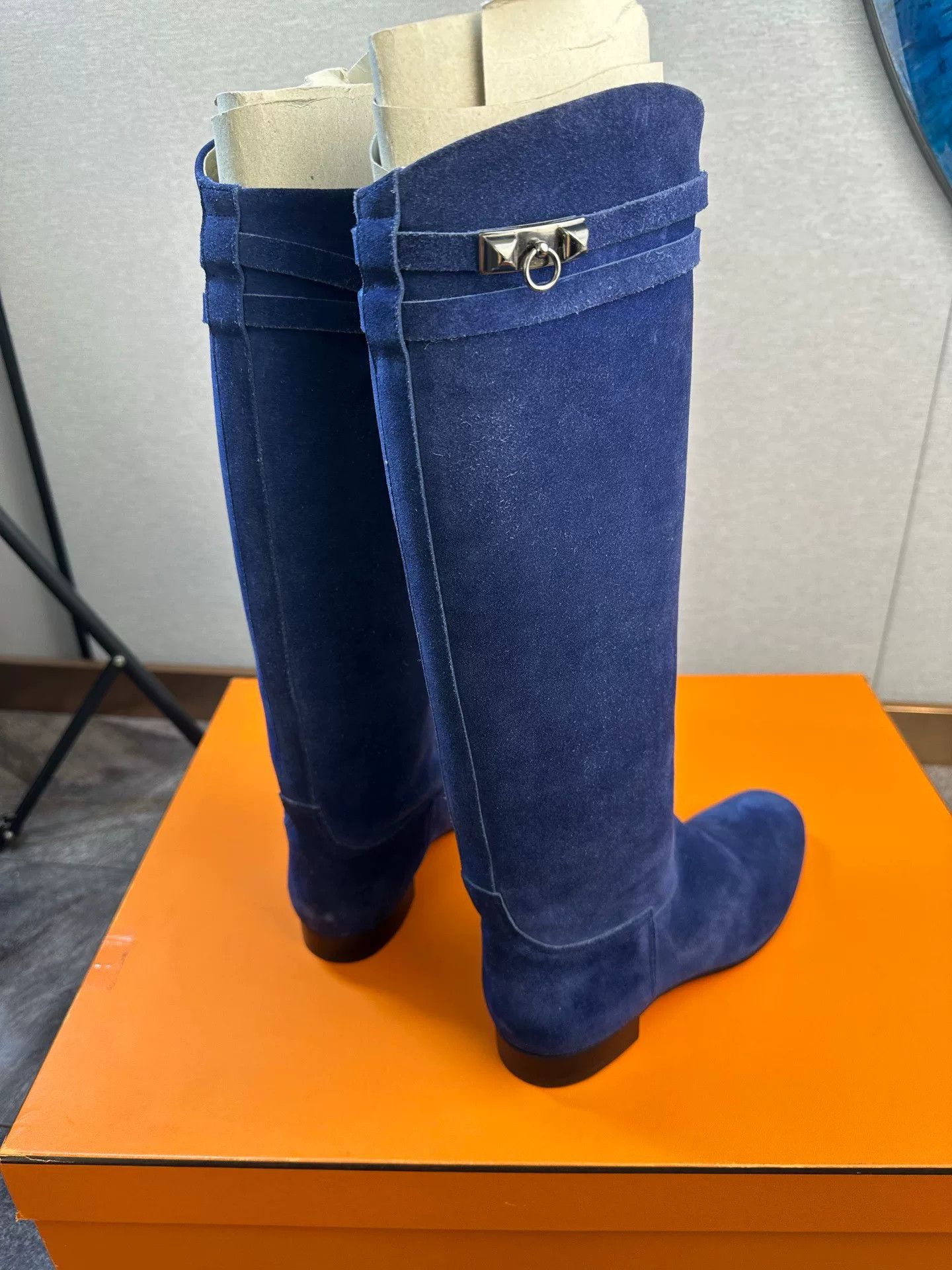 Hermes Hermès Electric Blue Suede Knee-High Boots Size US 6 / IT 36 - 2 Thumbnail