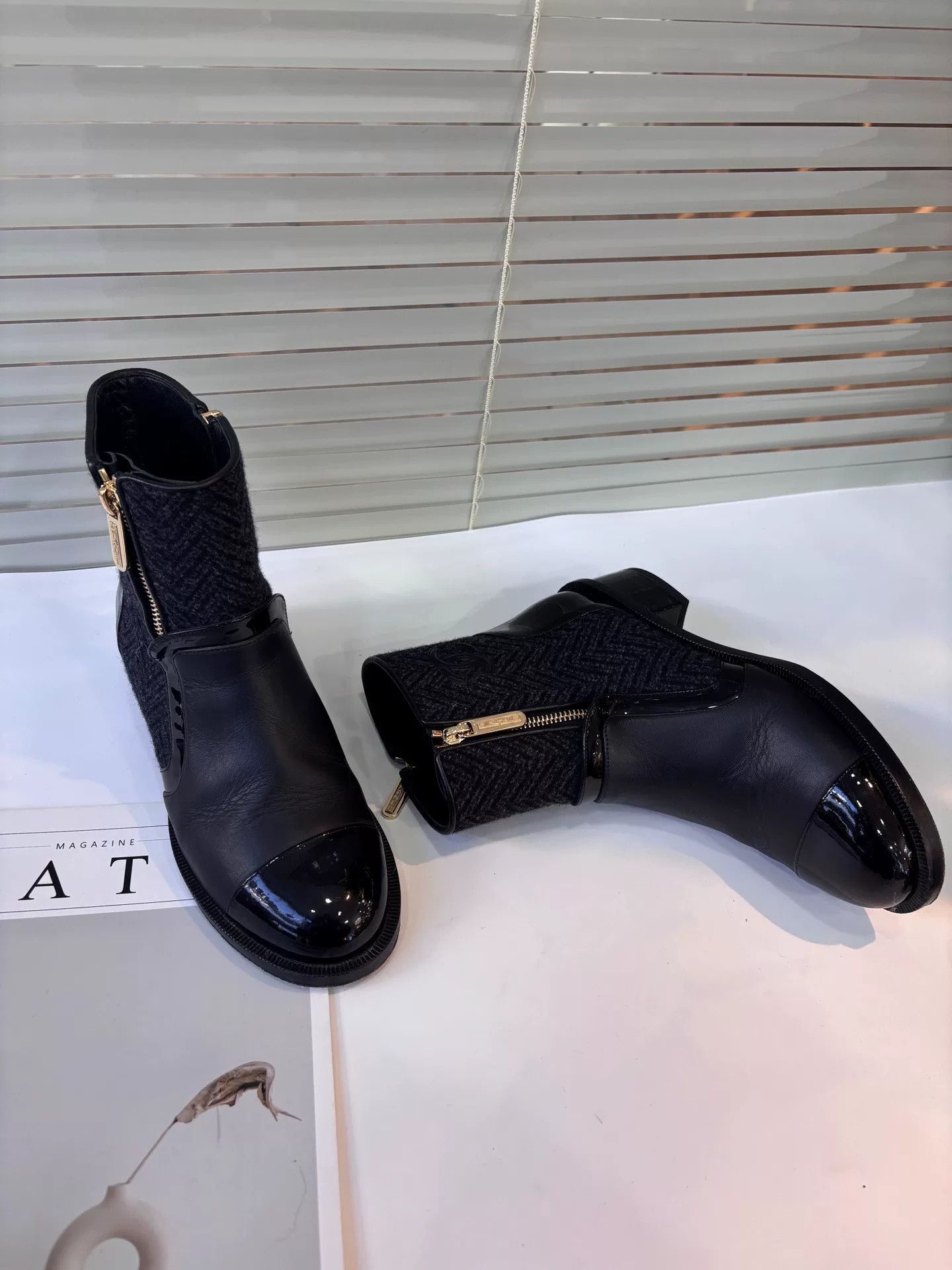 Chanel Chanel Black Spliced Short Boots Size US 6 / IT 36 - 8 Thumbnail