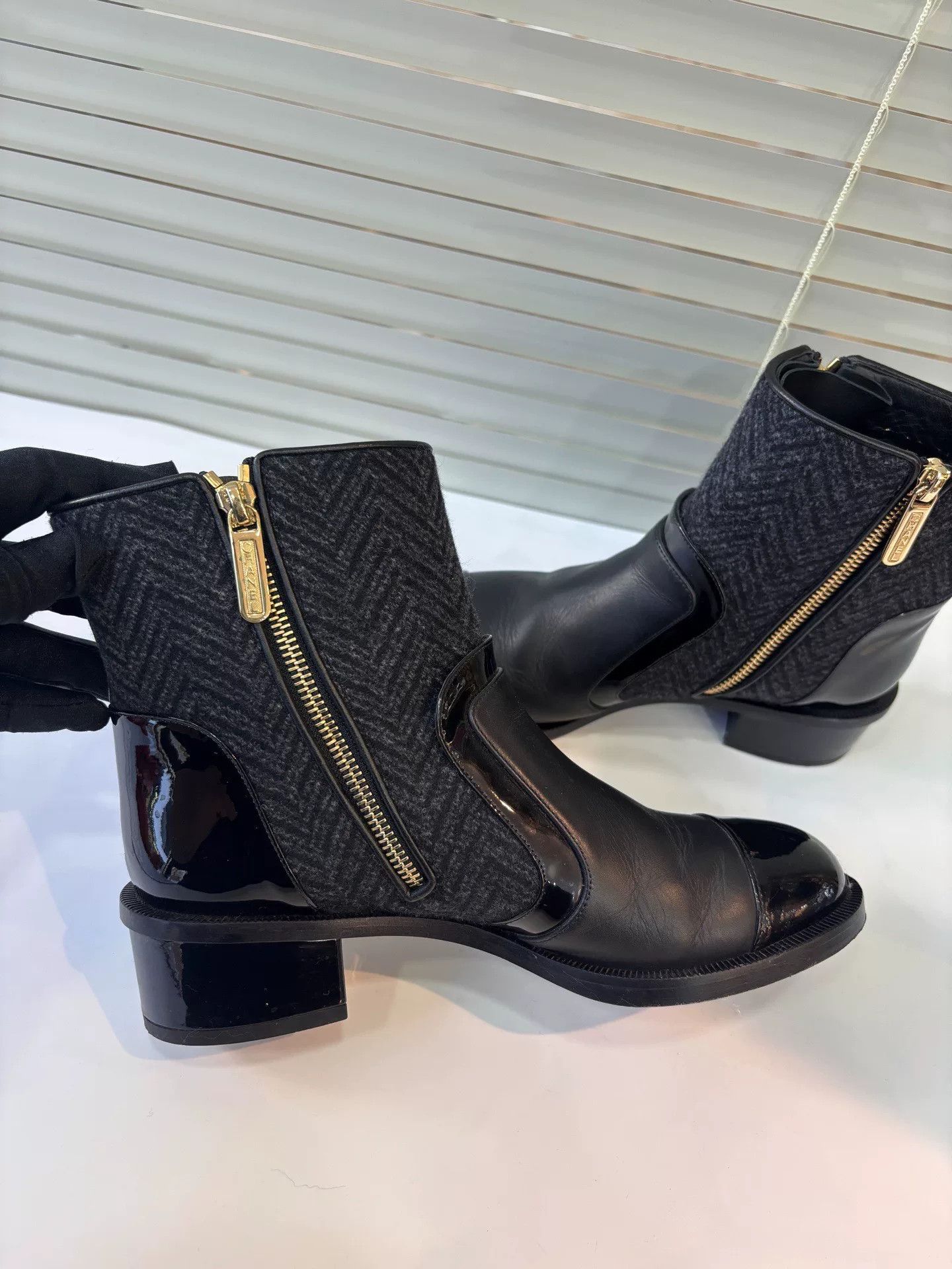 Chanel Chanel Black Spliced Short Boots Size US 6 / IT 36 - 2 Thumbnail