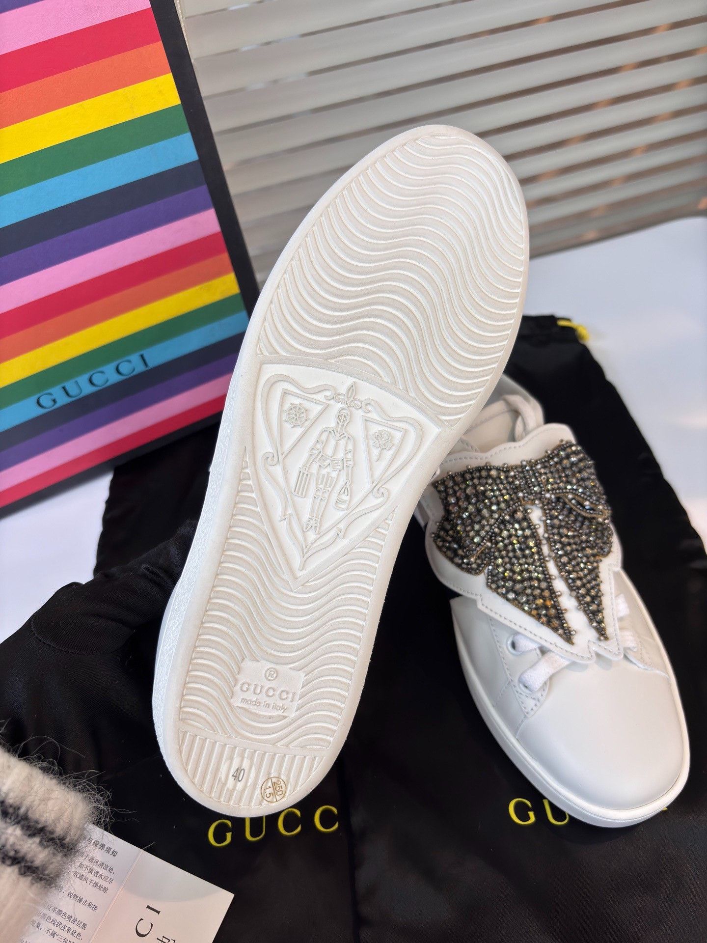 Gucci Gucci Limited Rhinestone Bow White Sneakers Size US 9 / IT 39 - 4 Thumbnail