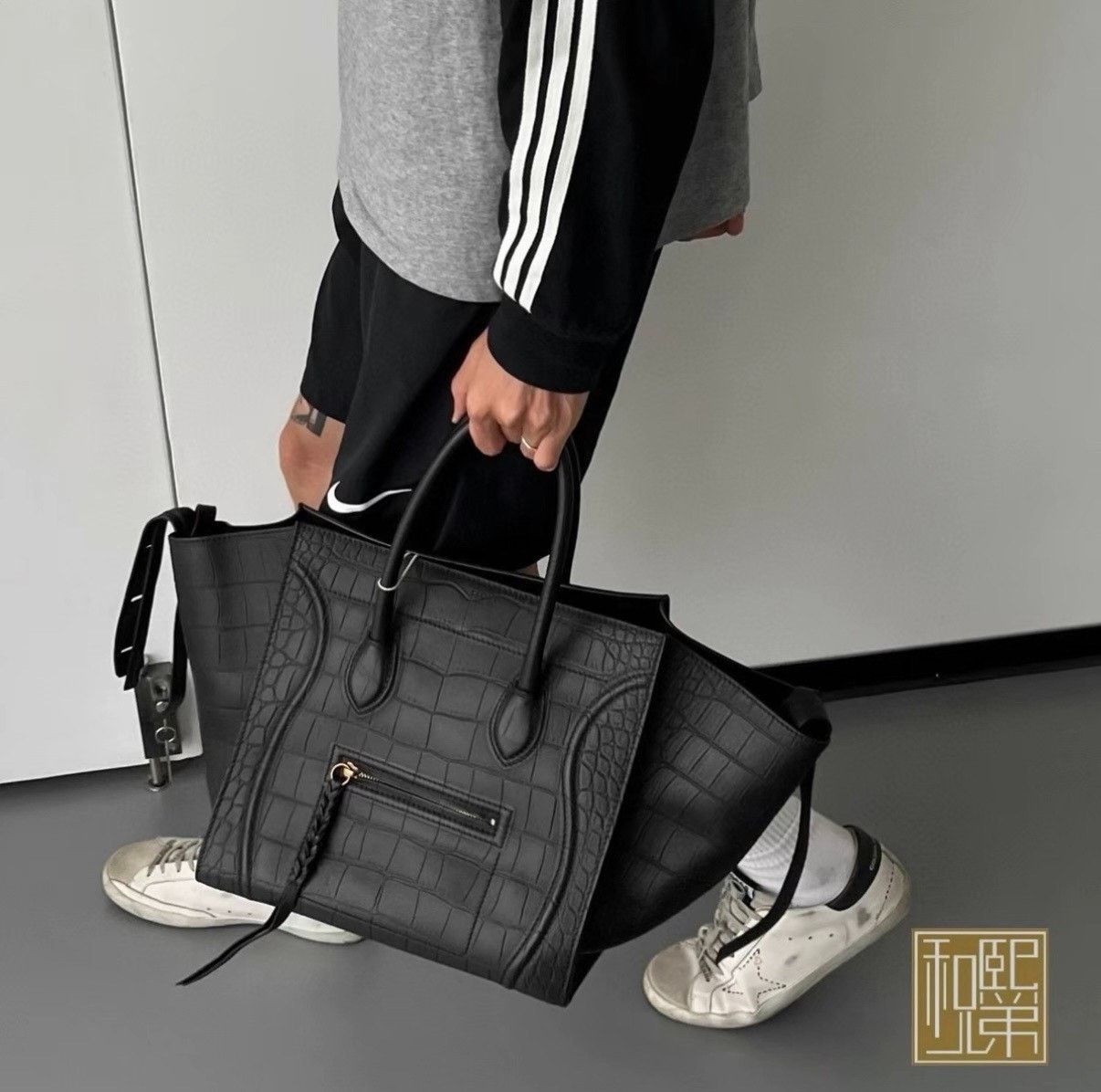 Celine Celine Black Phantom Crocodile Embossed Bag Size ONE SIZE - 3 Thumbnail