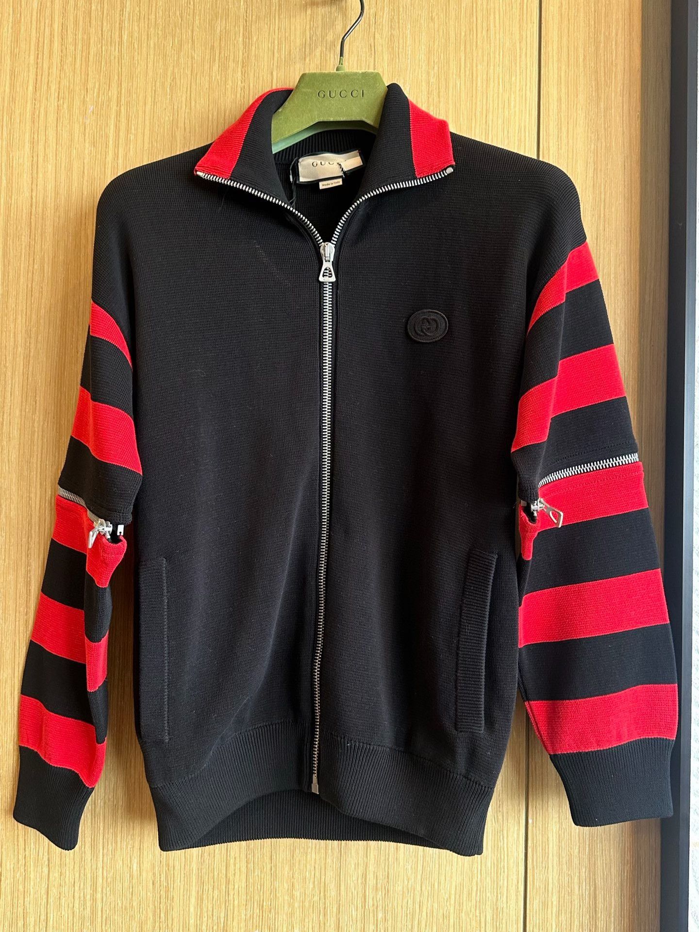 Gucci Gucci Red Black Zip Jacket Double G Logo Size US XS / EU 42 / 0 - 4 Thumbnail