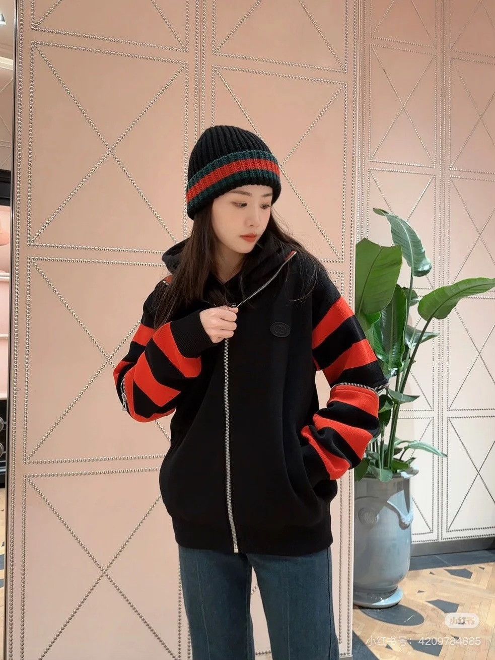 Gucci Gucci Red Black Zip Jacket Double G Logo Size US XS / EU 42 / 0 - 2 Thumbnail