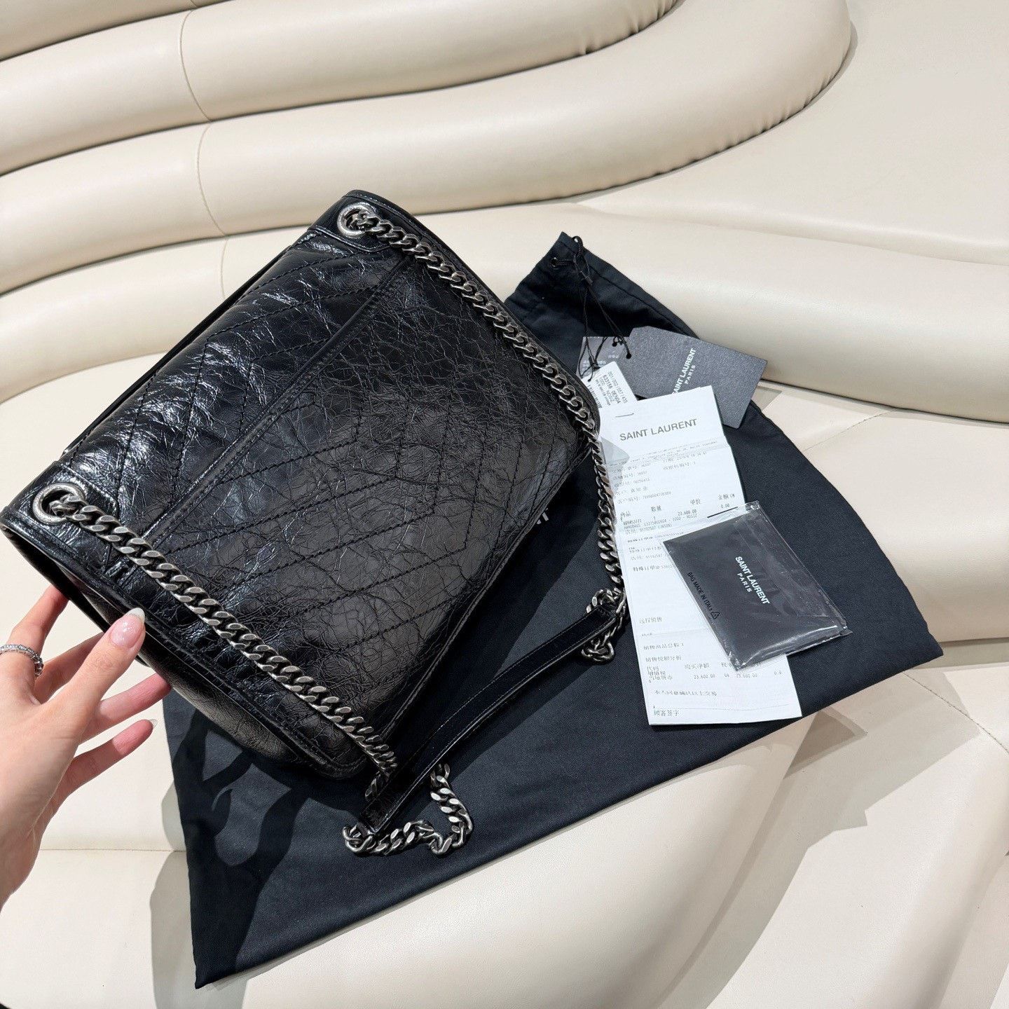 Yves Saint Laurent YSL Black Silver Medium Niki Size ONE SIZE - 4 Thumbnail