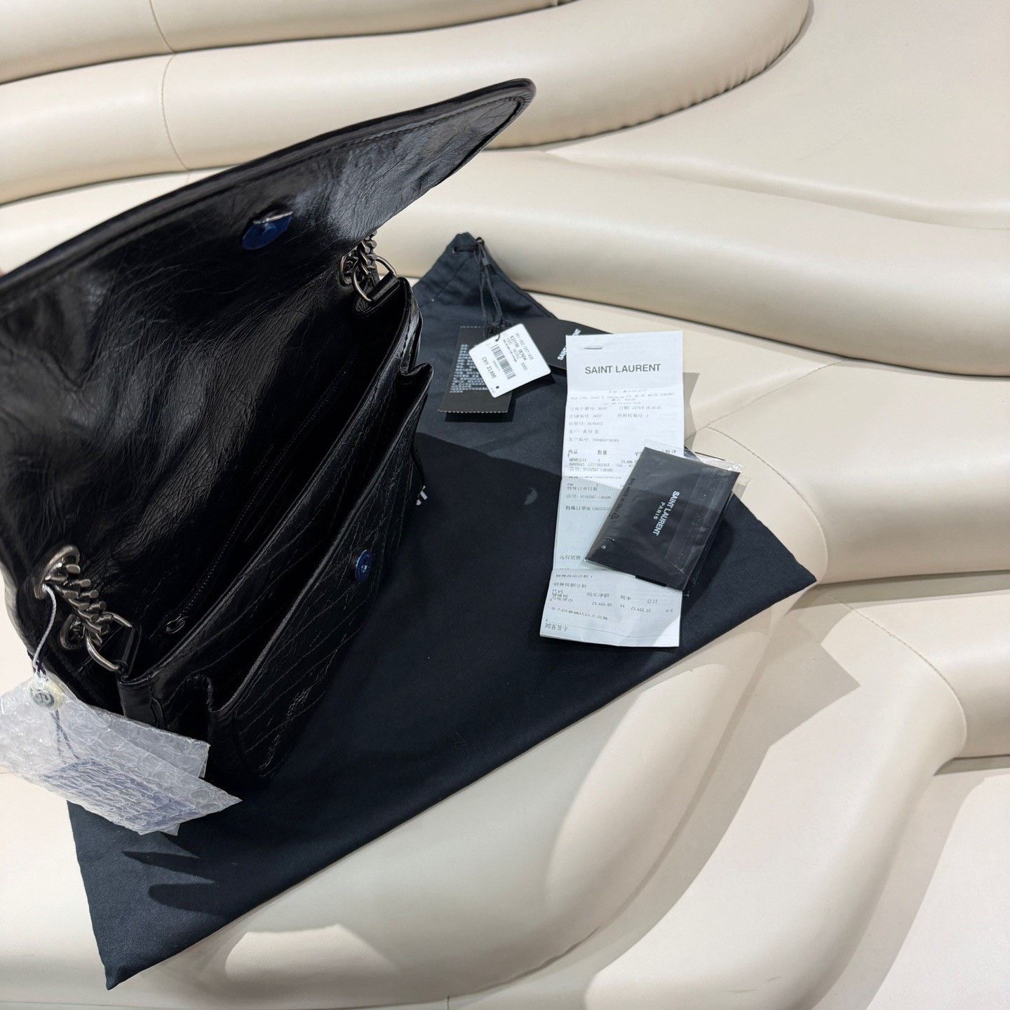 Yves Saint Laurent YSL Black Silver Medium Niki Size ONE SIZE - 5 Thumbnail