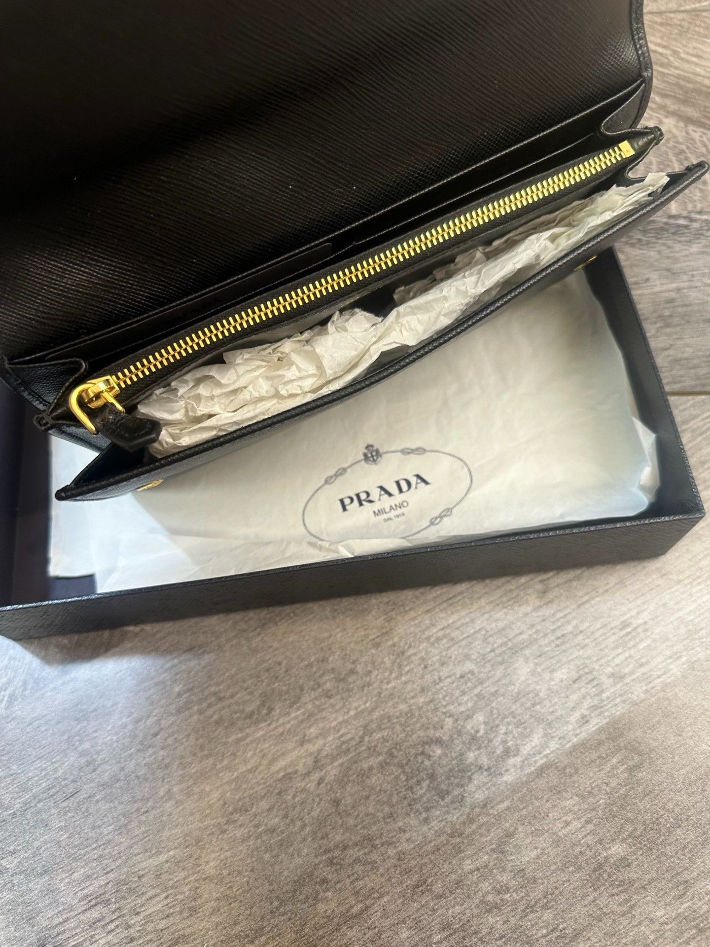 Prada Prada Long Snap Wallet Clutch Black Cross-Grain Size ONE SIZE - 5 Thumbnail