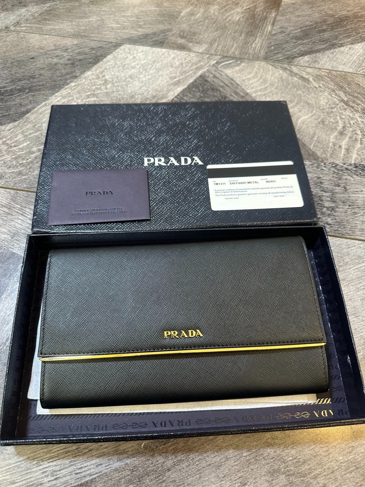 Prada Prada Long Snap Wallet Clutch Black Cross-Grain Size ONE SIZE - 6 Thumbnail