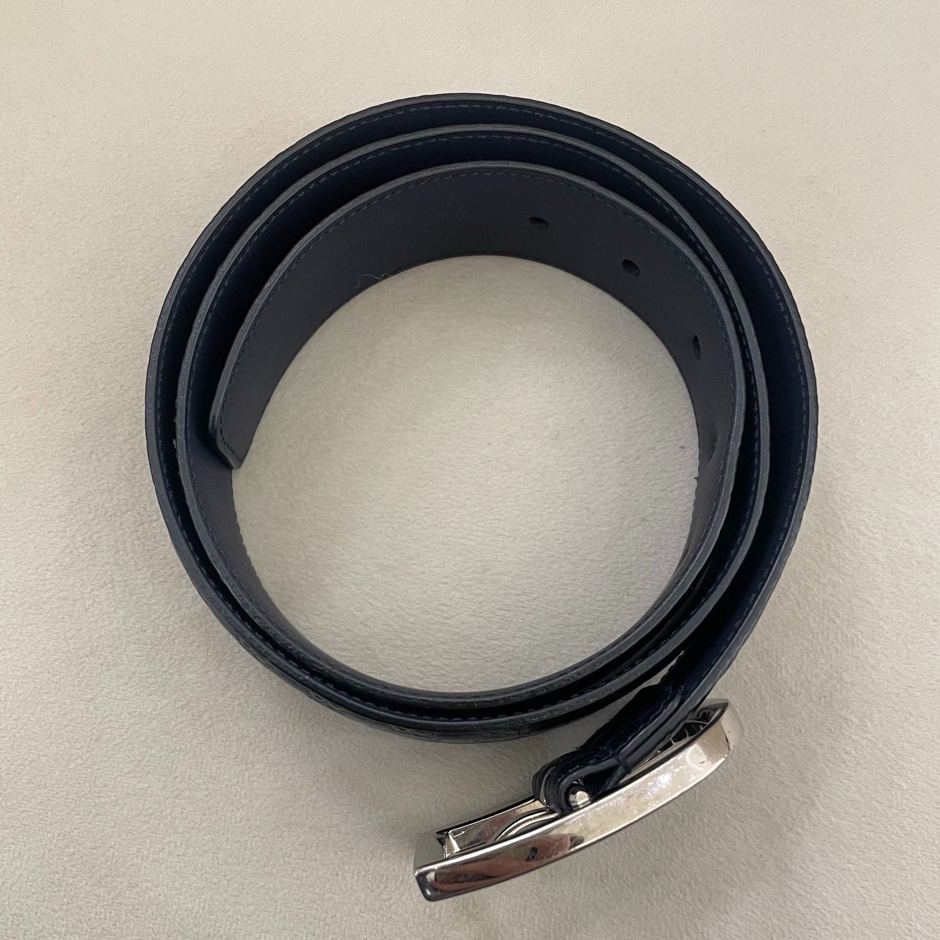 Gucci Gucci Blue Monogram Embossed Silver Buckle Belt Size ONE SIZE - 5 Thumbnail