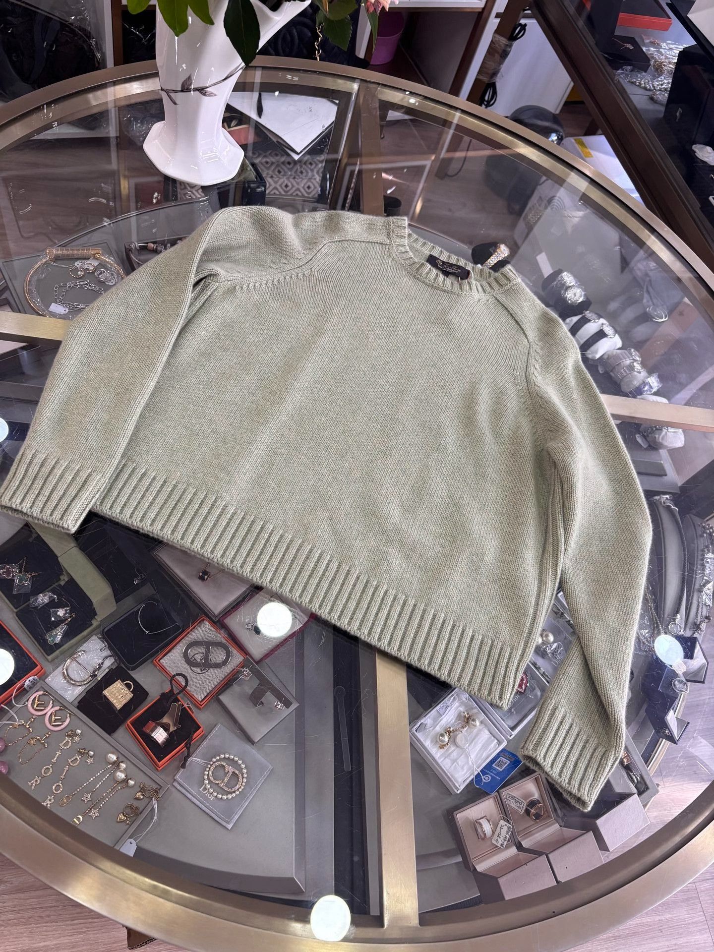 Loro Piana Loro Piana Women's Light Green Saddle Shoulder Sweater Size XS / US 0-2 / IT 36-38 - 6 Thumbnail