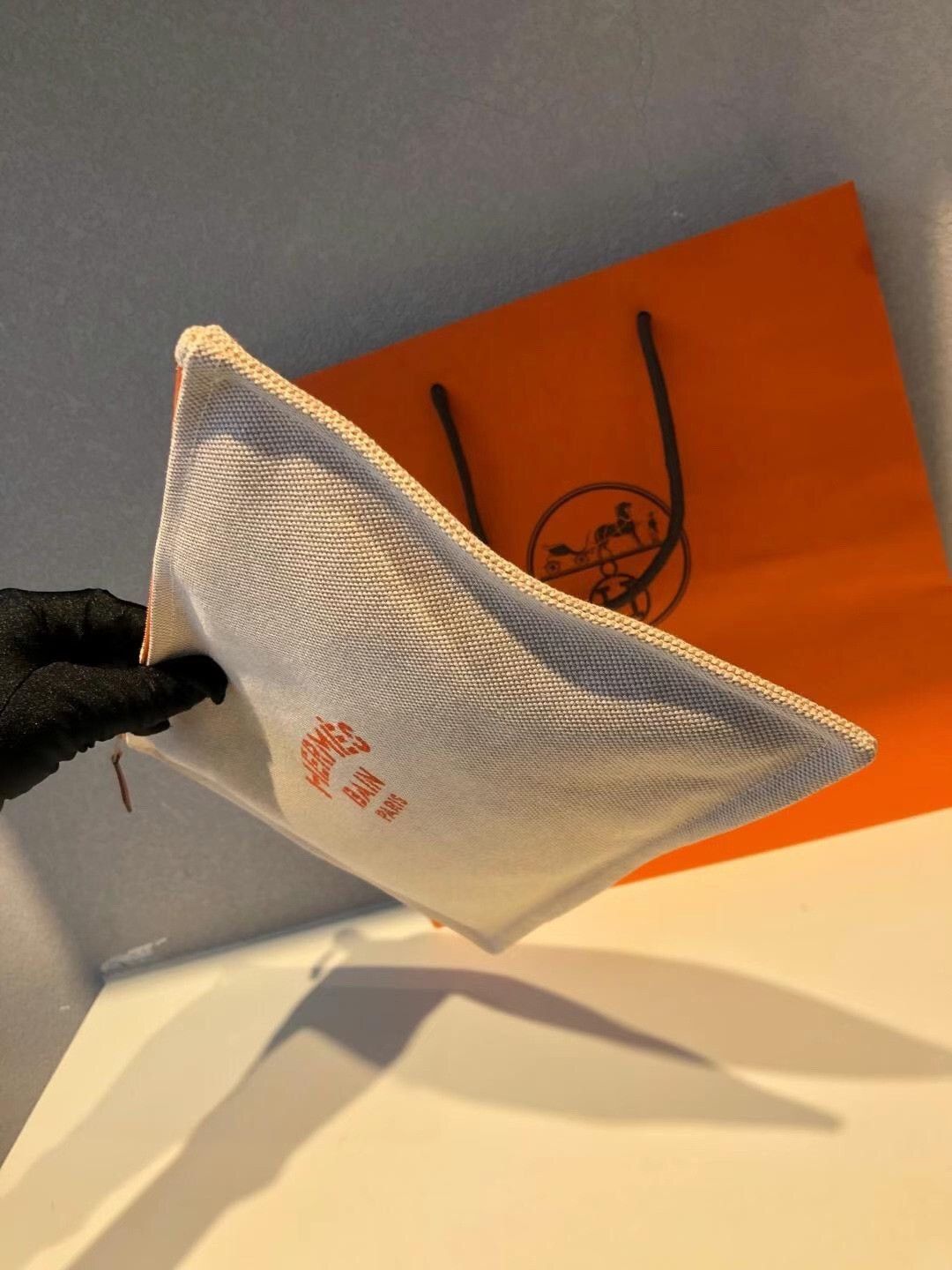 Hermes Hermes Beige-Orange Canvas Wash Bag Size ONE SIZE - 5 Thumbnail