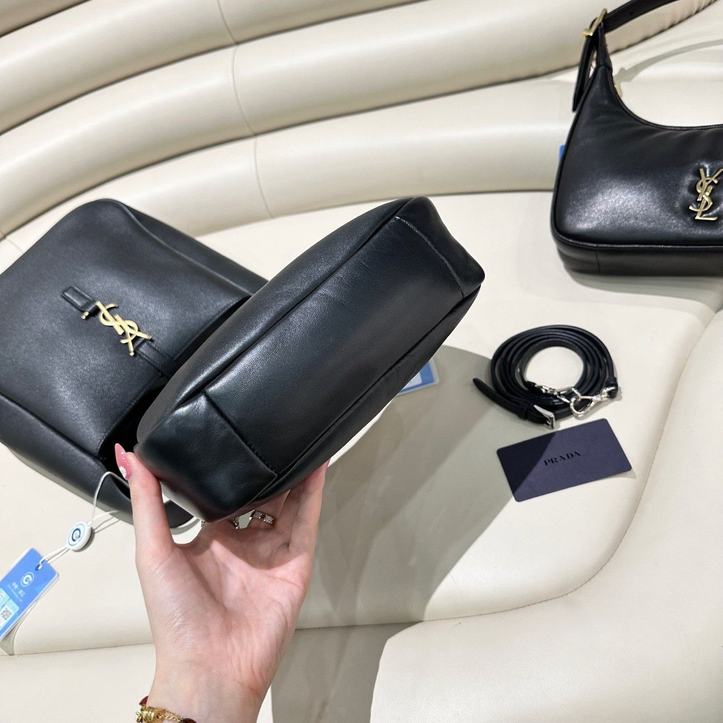 Prada Prada Black Silver Half-Moon Bag Size ONE SIZE - 6 Thumbnail