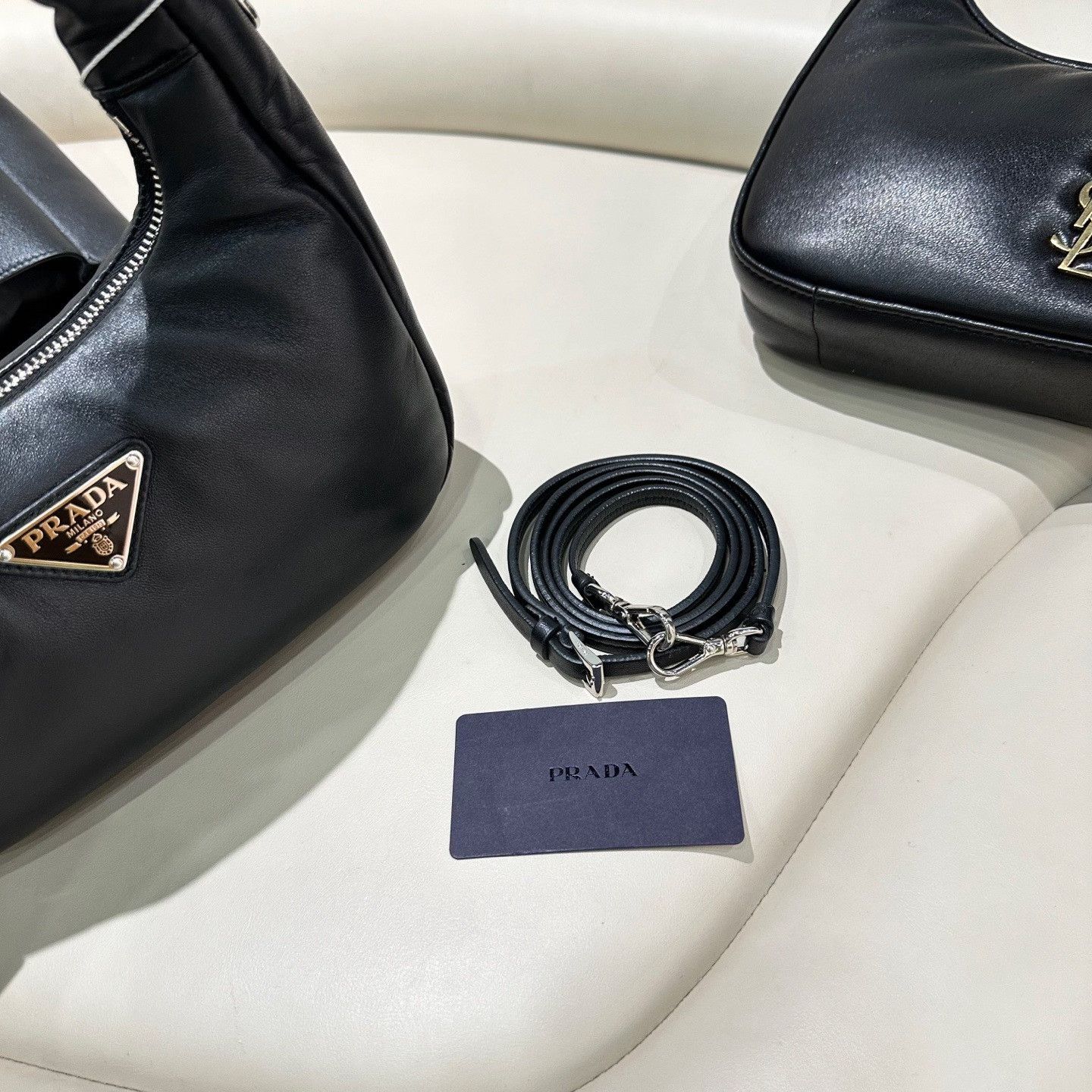 Prada Prada Black Silver Half-Moon Bag Size ONE SIZE - 4 Thumbnail