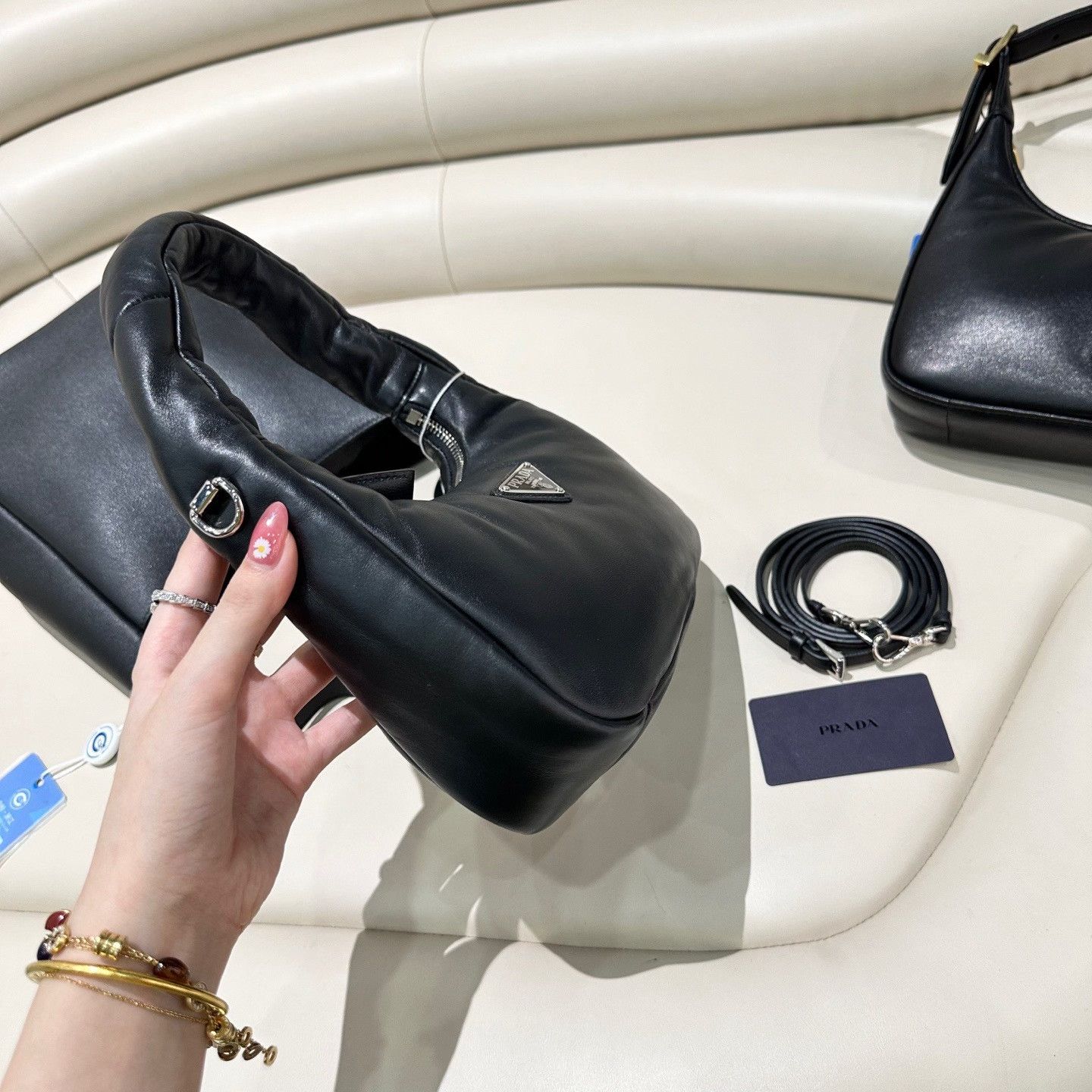 Prada Prada Black Silver Half-Moon Bag Size ONE SIZE - 3 Thumbnail