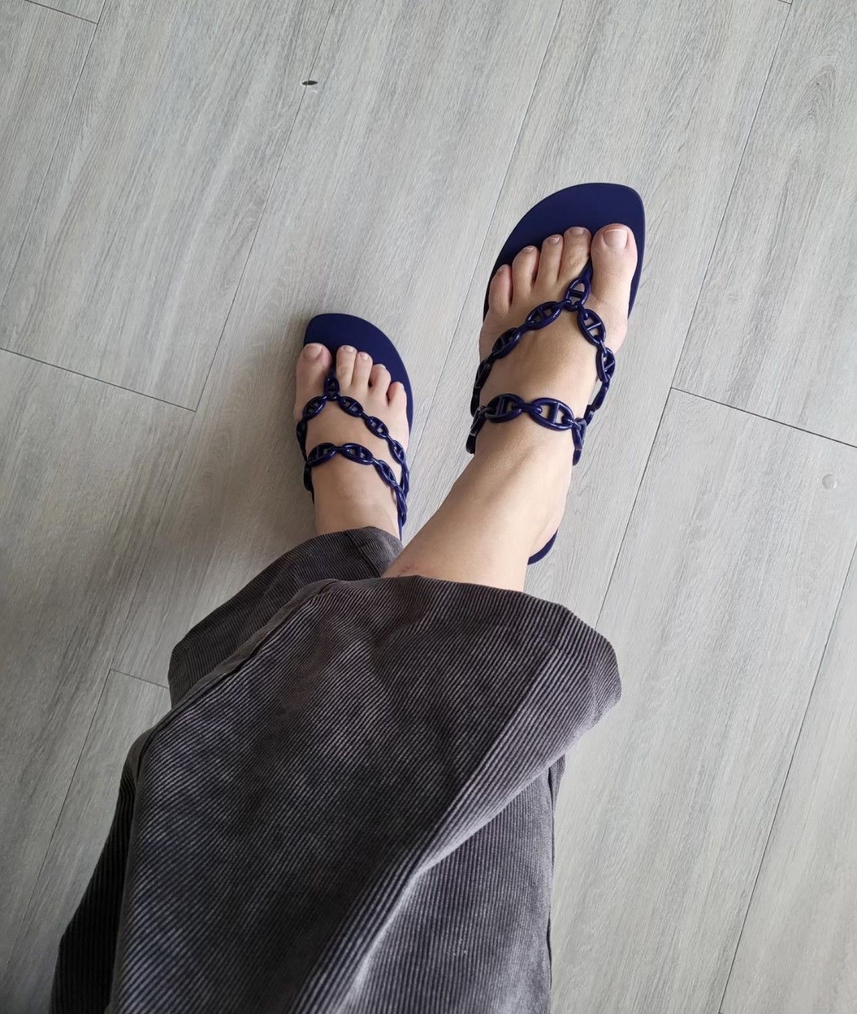 Hermes Hermes Blue Pig Nose Sandal Size US 7 / IT 37 - 3 Thumbnail