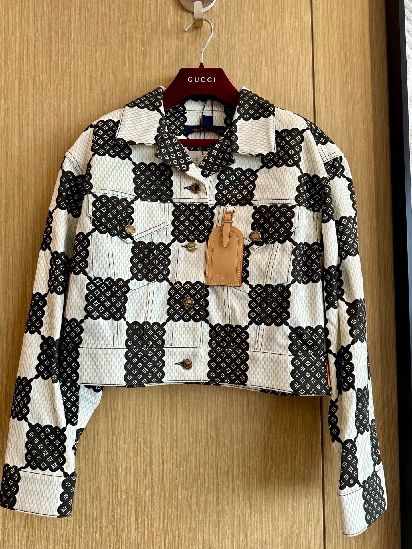 Louis Vuitton LV Black White Checkerboard Denim Jacket Size S / US 4 / IT 40 - 2 Thumbnail