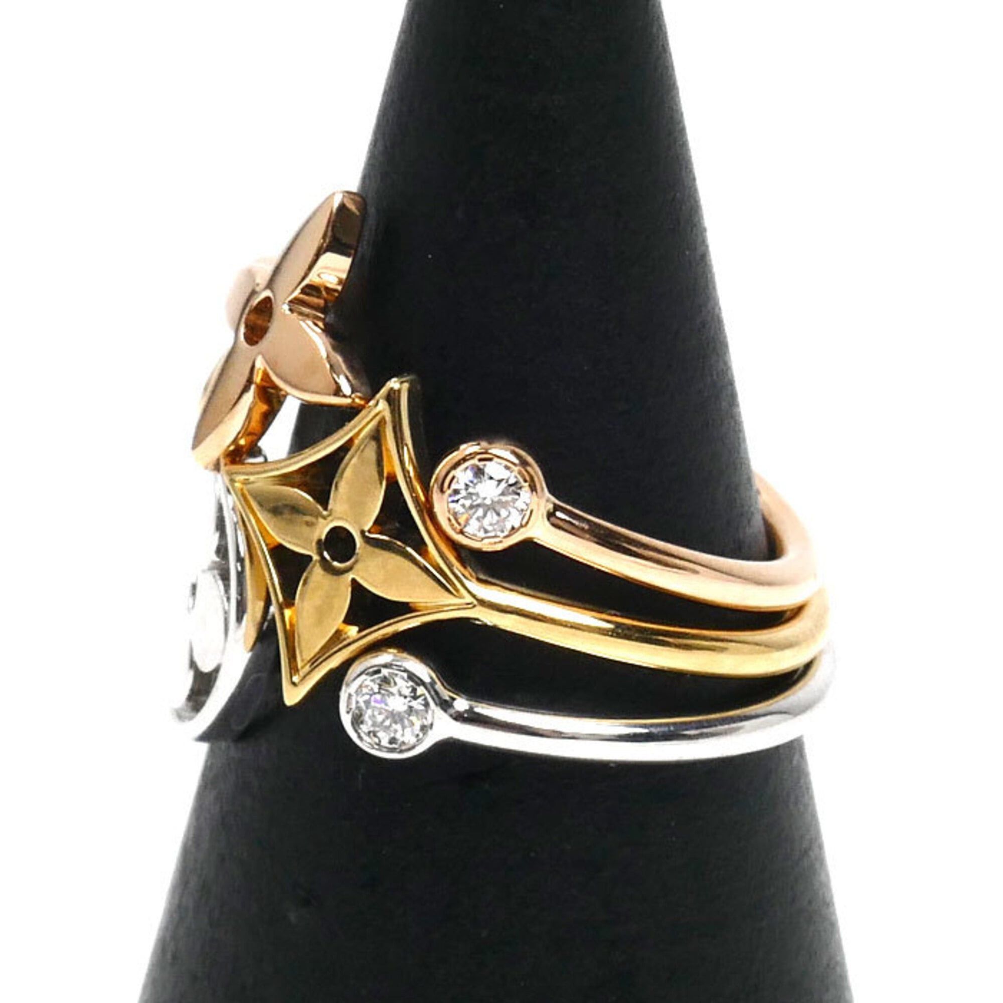 Louis Vuitton Louis Vuitton 18K Yellow Gold Pink White Bague Monogram Idylle Diamond Ring Q9F15C 49 5.4g Women's Size ONE SIZE - 2 Thumbnail