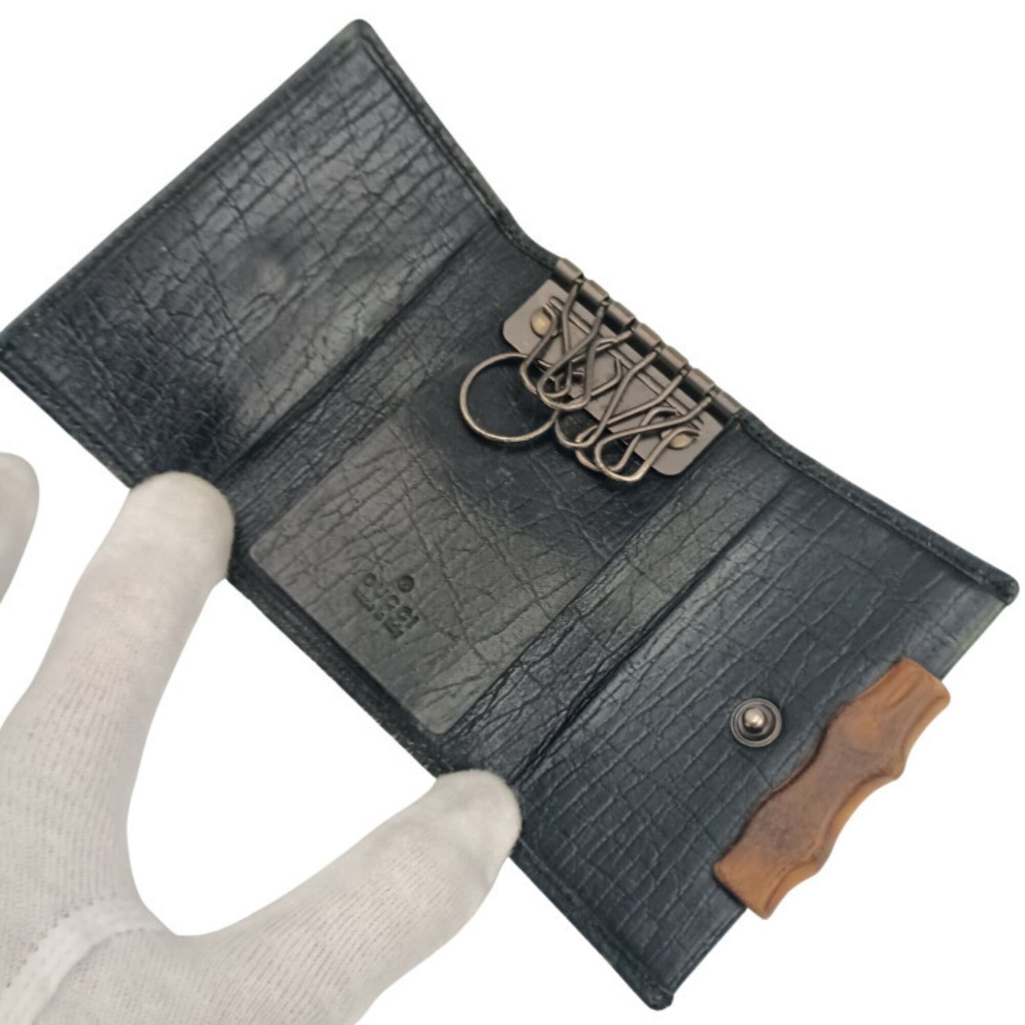 Gucci GUCCI Bamboo Key Case 112552.2149 Brown Black GG Canvas Leather Men's Women's 6-Key Size ONE SIZE - 6 Thumbnail