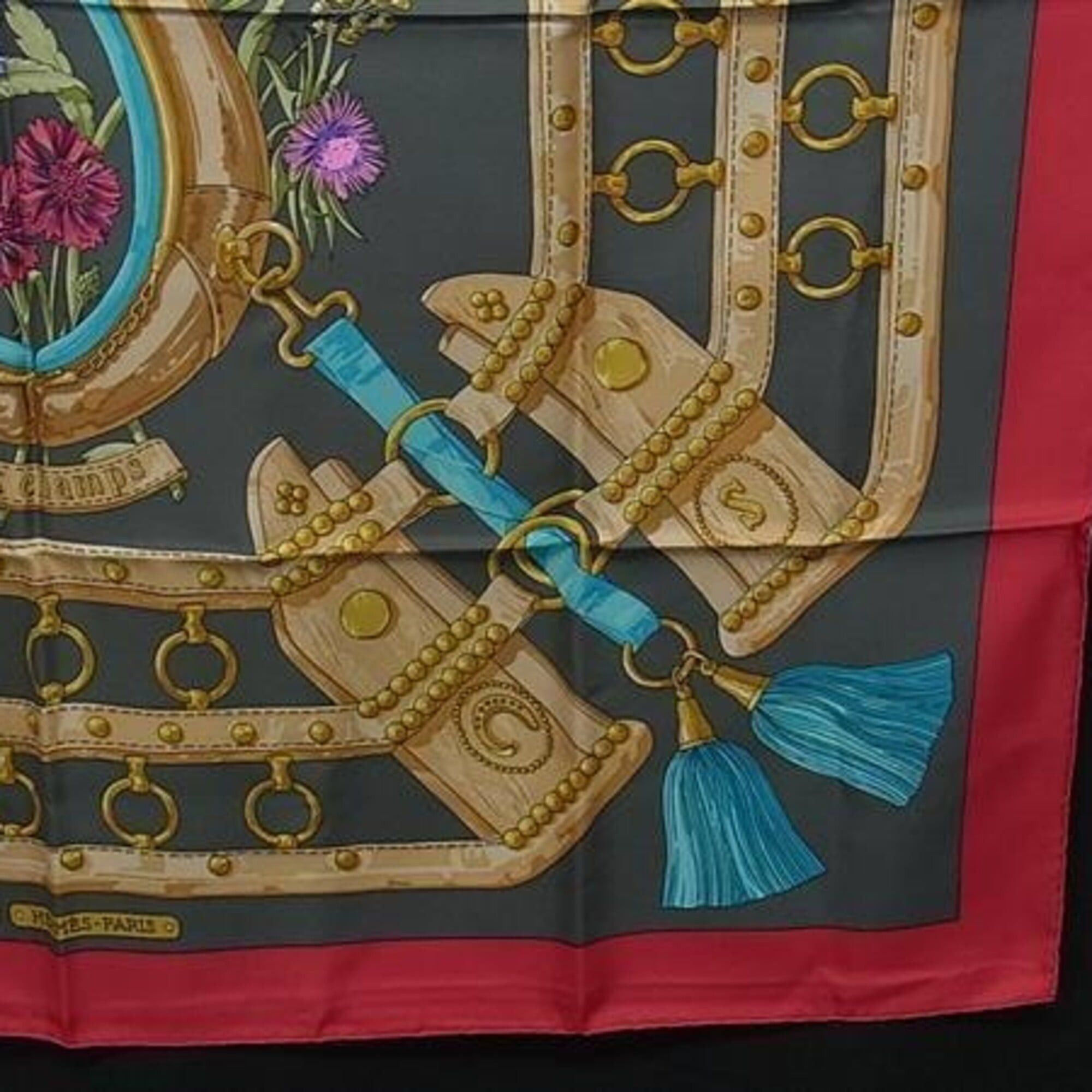 Hermes Hermes Large Scarf/Muffler Carre 90 Multicolor Silk Women's AUX CHAMPS Field Size ONE SIZE - 3 Thumbnail
