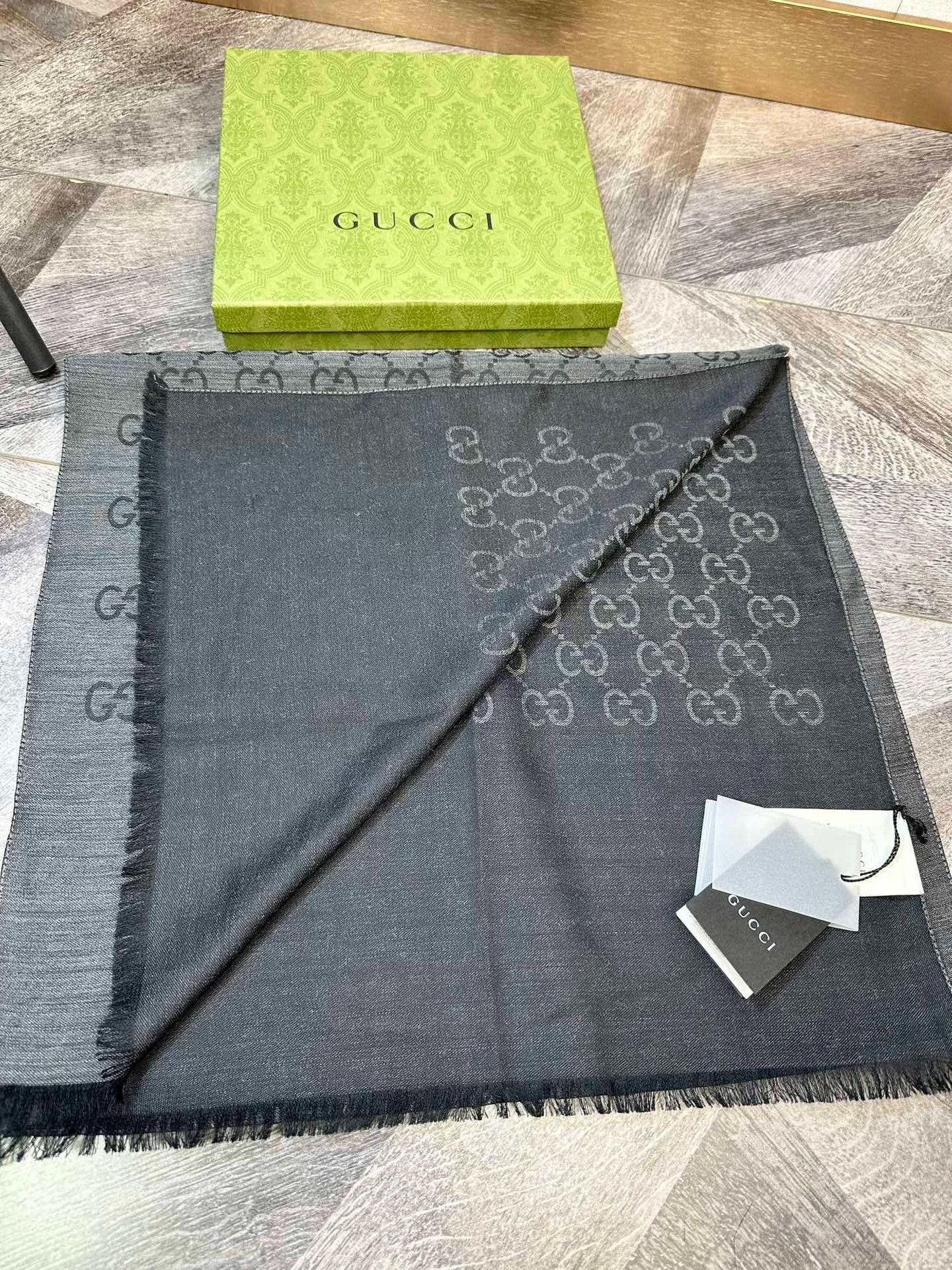 Gucci Gucci Dark Gray Logo Fringe Scarf Size ONE SIZE - 6 Thumbnail