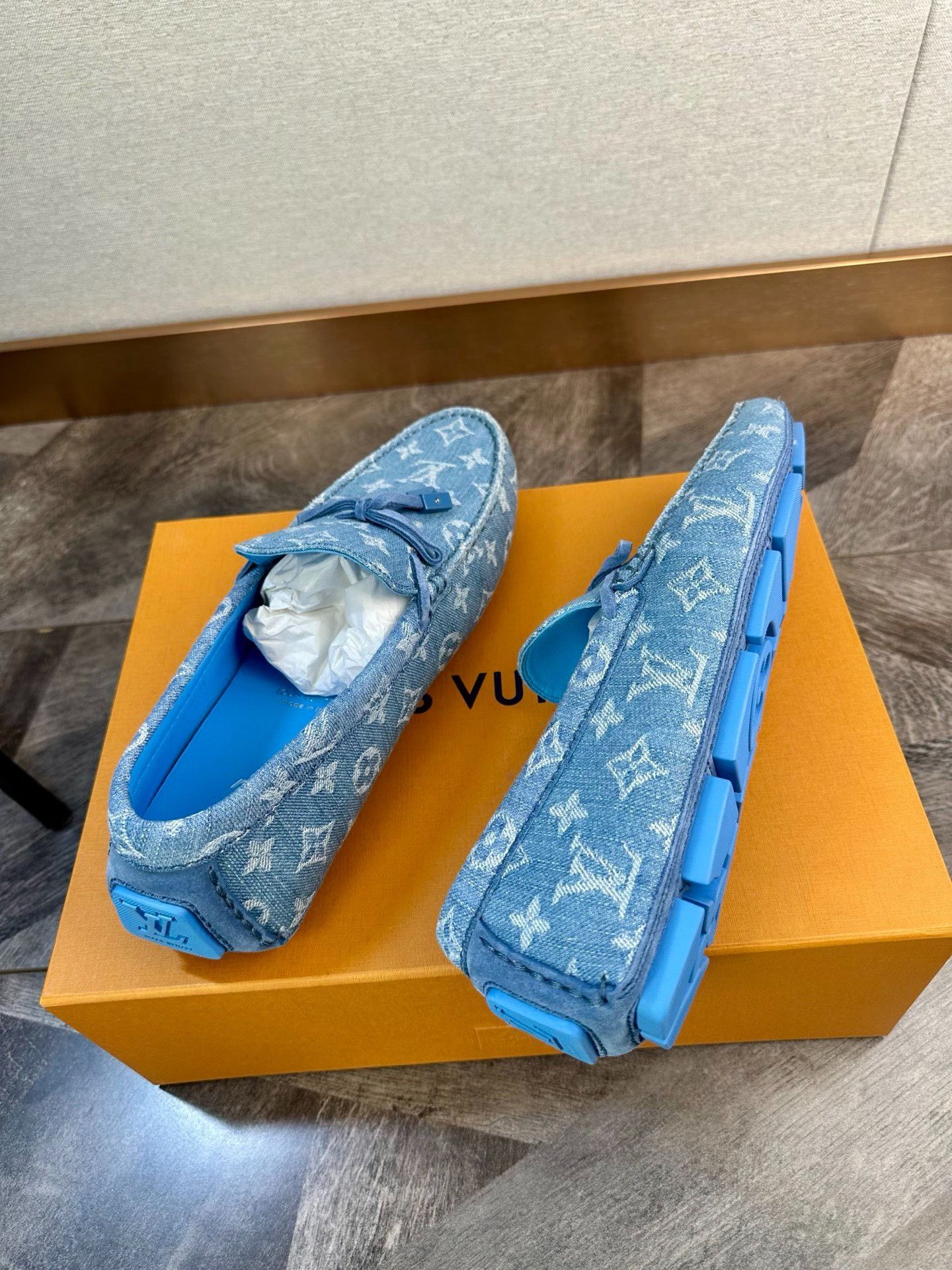 Louis Vuitton LV Blue Denim Monogram Moccasin Loafer Size US 8 / EU 41 - 3 Thumbnail