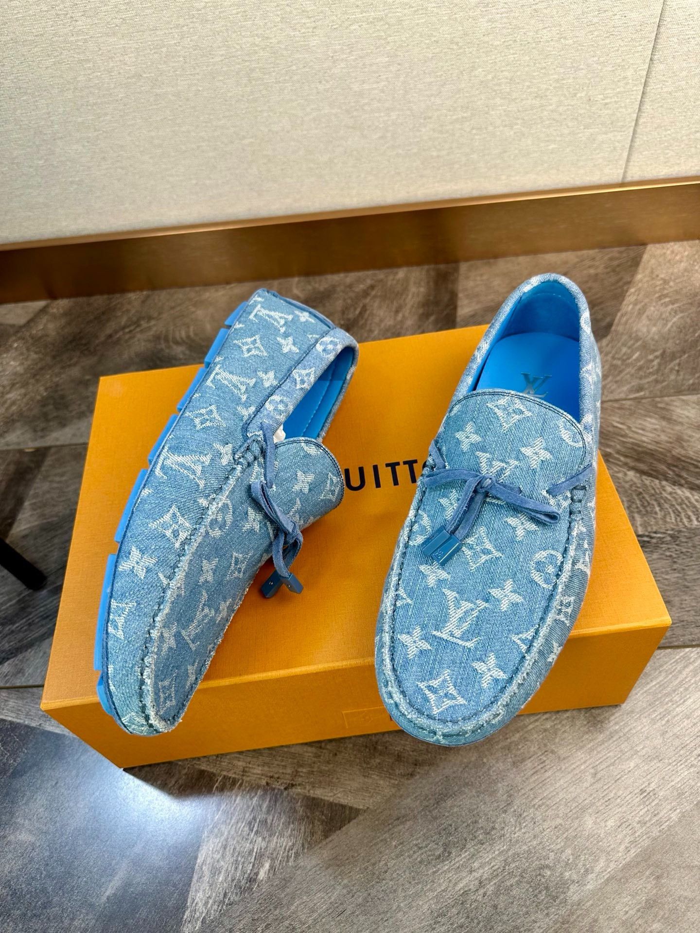 Louis Vuitton LV Blue Denim Monogram Moccasin Loafer Size US 8 / EU 41 - 4 Thumbnail