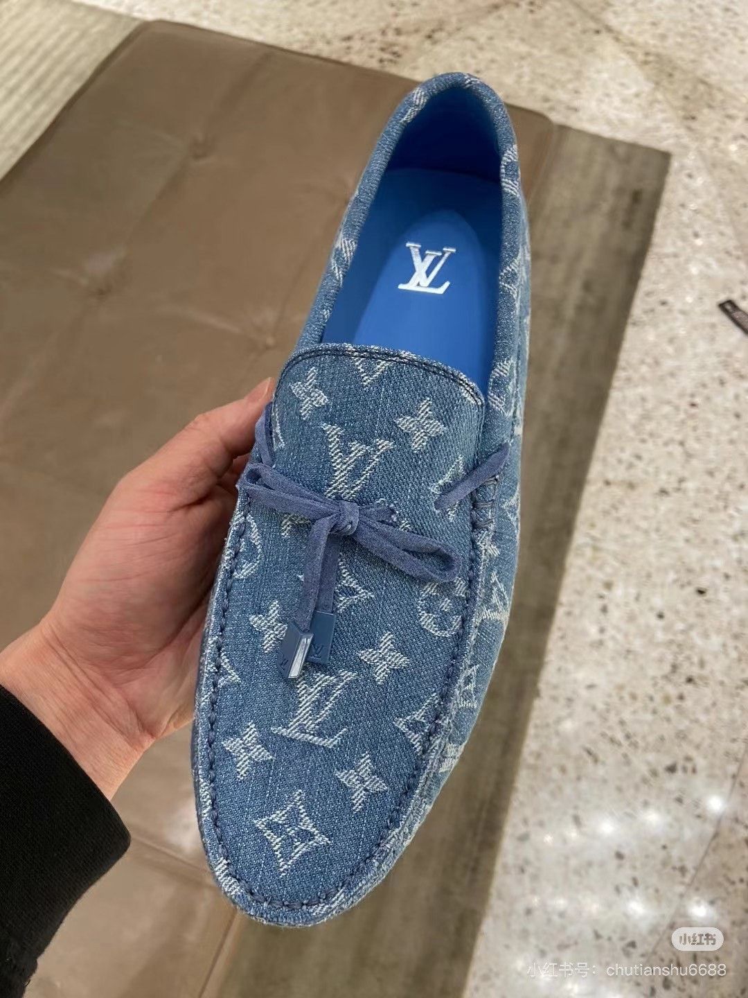 Louis Vuitton LV Blue Denim Monogram Moccasin Loafer Size US 8 / EU 41 - 5 Thumbnail