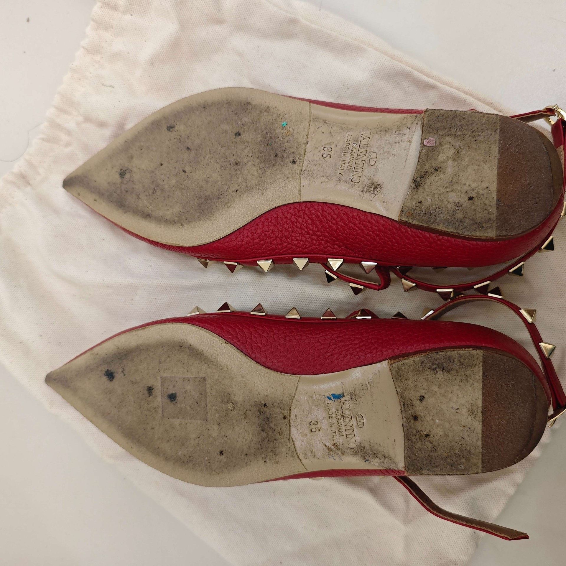 Valentino Valentino Studded Red Flat Shoes Size US 4 / IT 34 - 3 Thumbnail