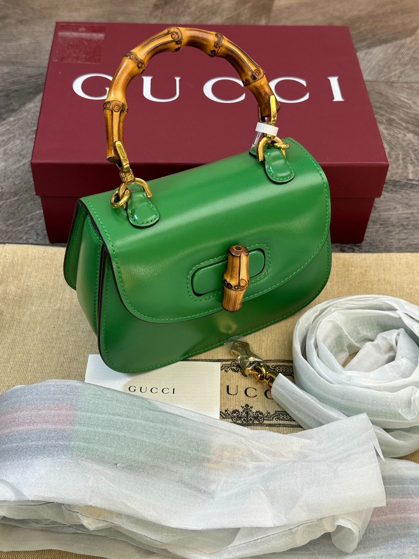 Gucci Gucci 1947 Bamboo Mimi Green Bag Size ONE SIZE - 3 Thumbnail